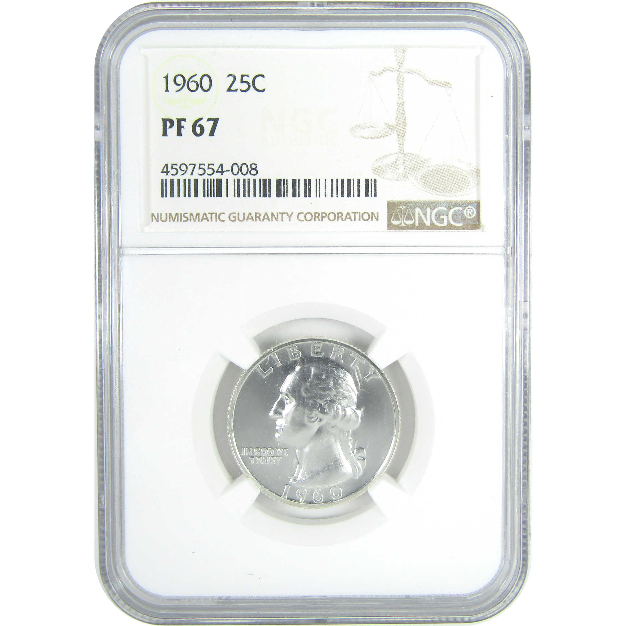 1960 Washington Quarter PF 67 NGC Silver Proof 25c Coin SKU:CPC9630