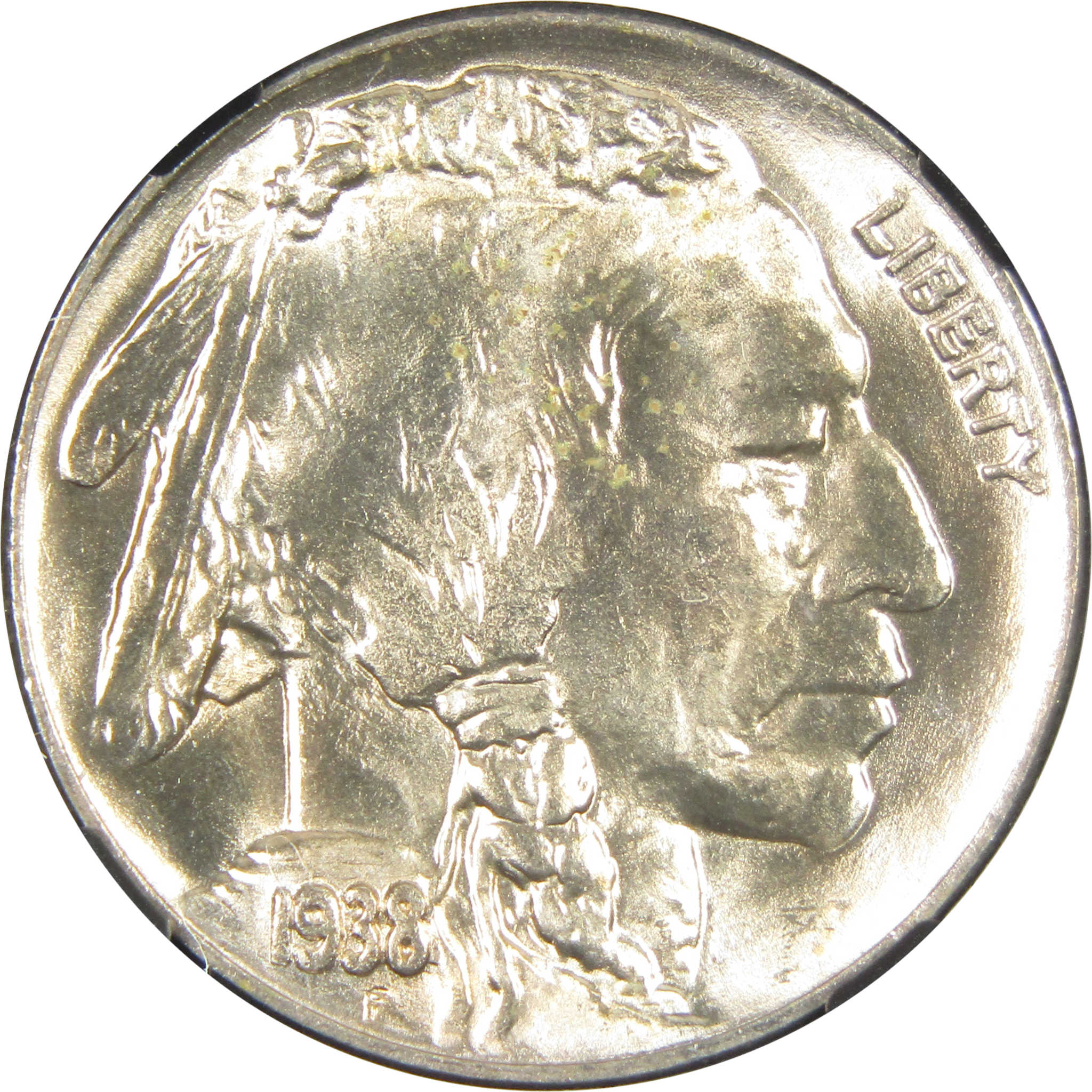 1938 D Buffalo Nickel MS 66 NGC 5c Original Bag Fragment SKU:I14588