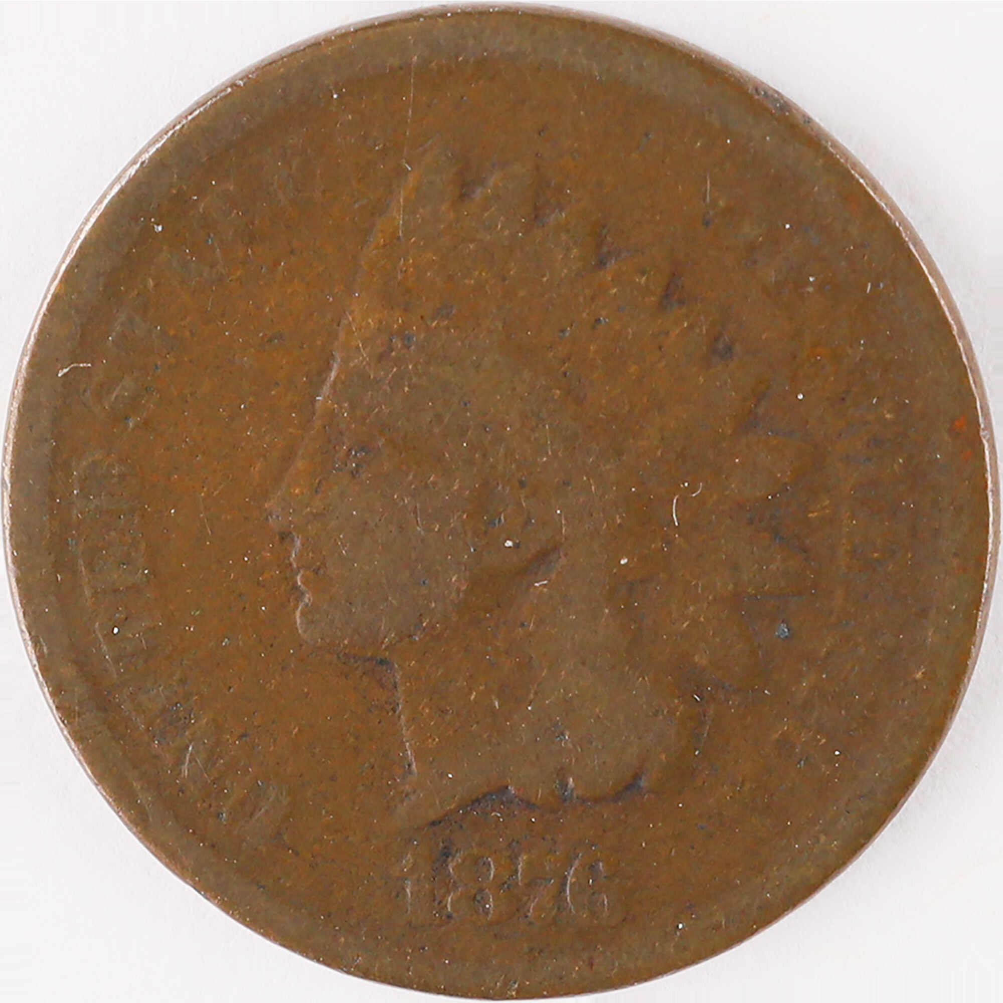 1876 Indian Head Cent AG About Good Penny 1c Coin SKU:I12065