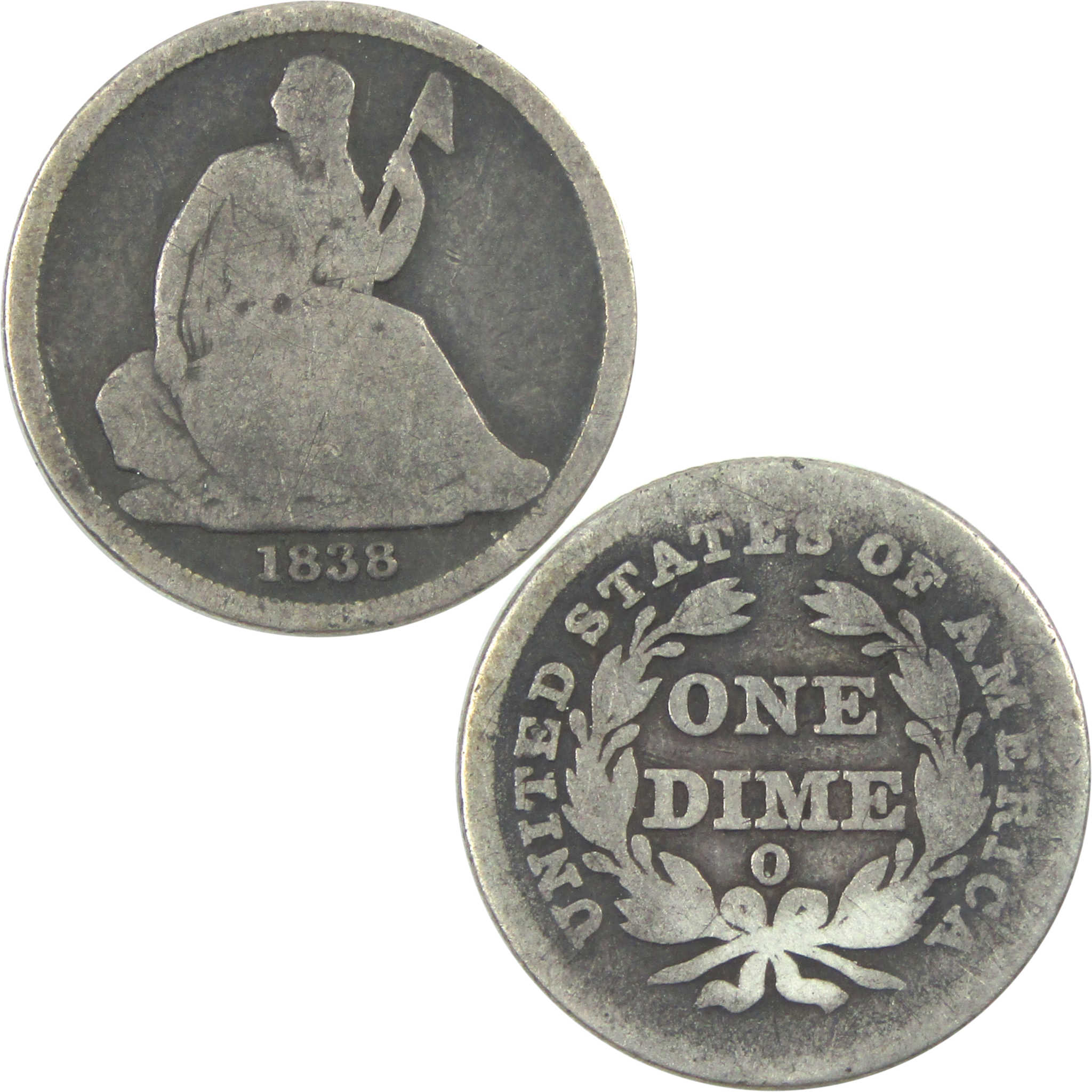 1838 O Seated Liberty Dime G Good Details Silver 10c Coin SKU:I15346