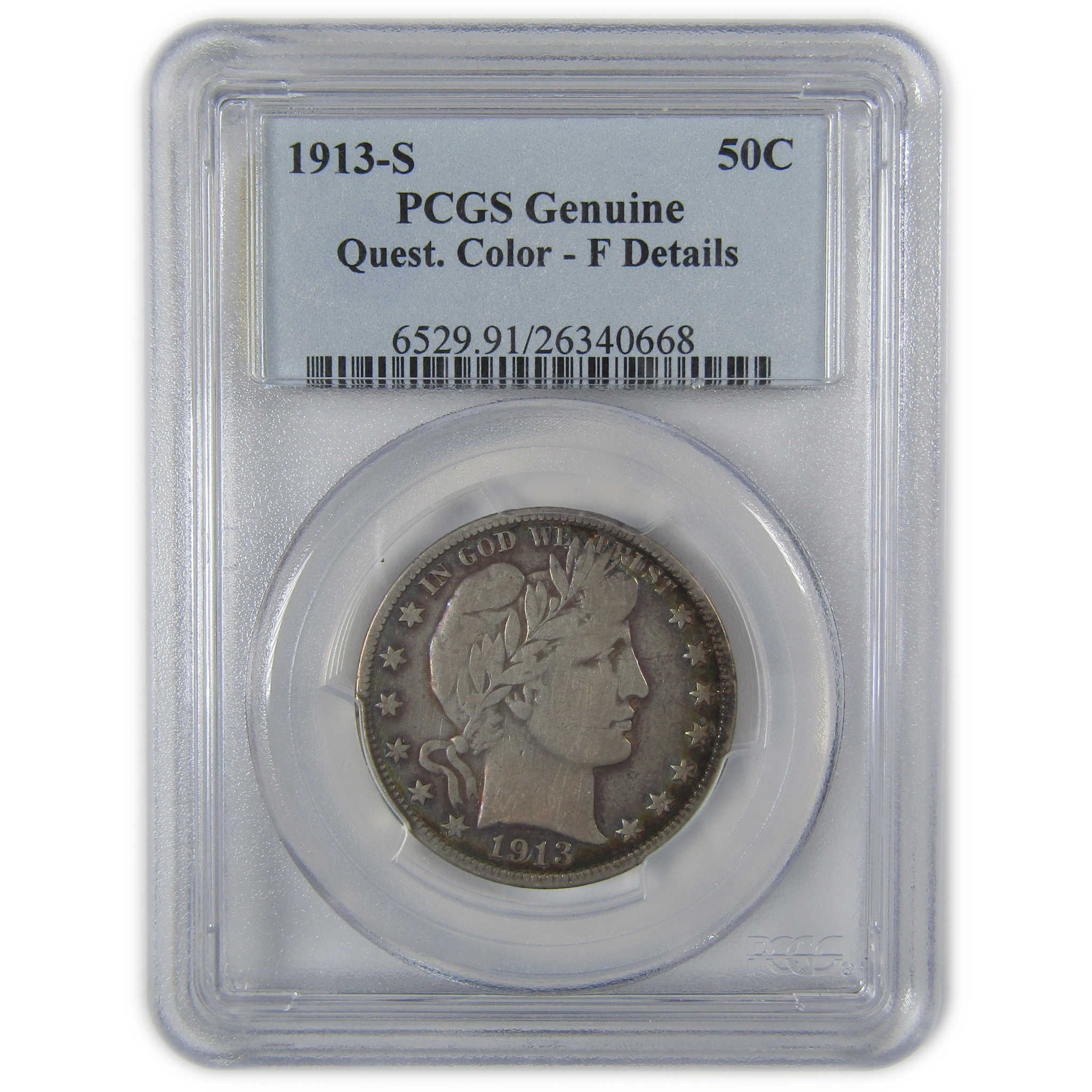 1913 S Barber Half Dollar F Fine Details PCGS Silver 50c Coin SKU:CP44