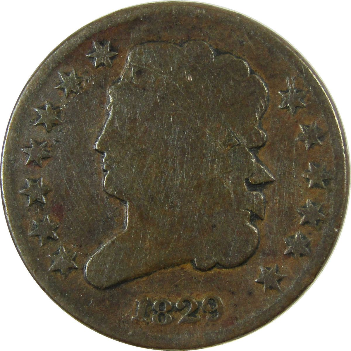 1829 Classic Head Copper Half Cent G Good Details 1/2c Coin SKU:CP1688