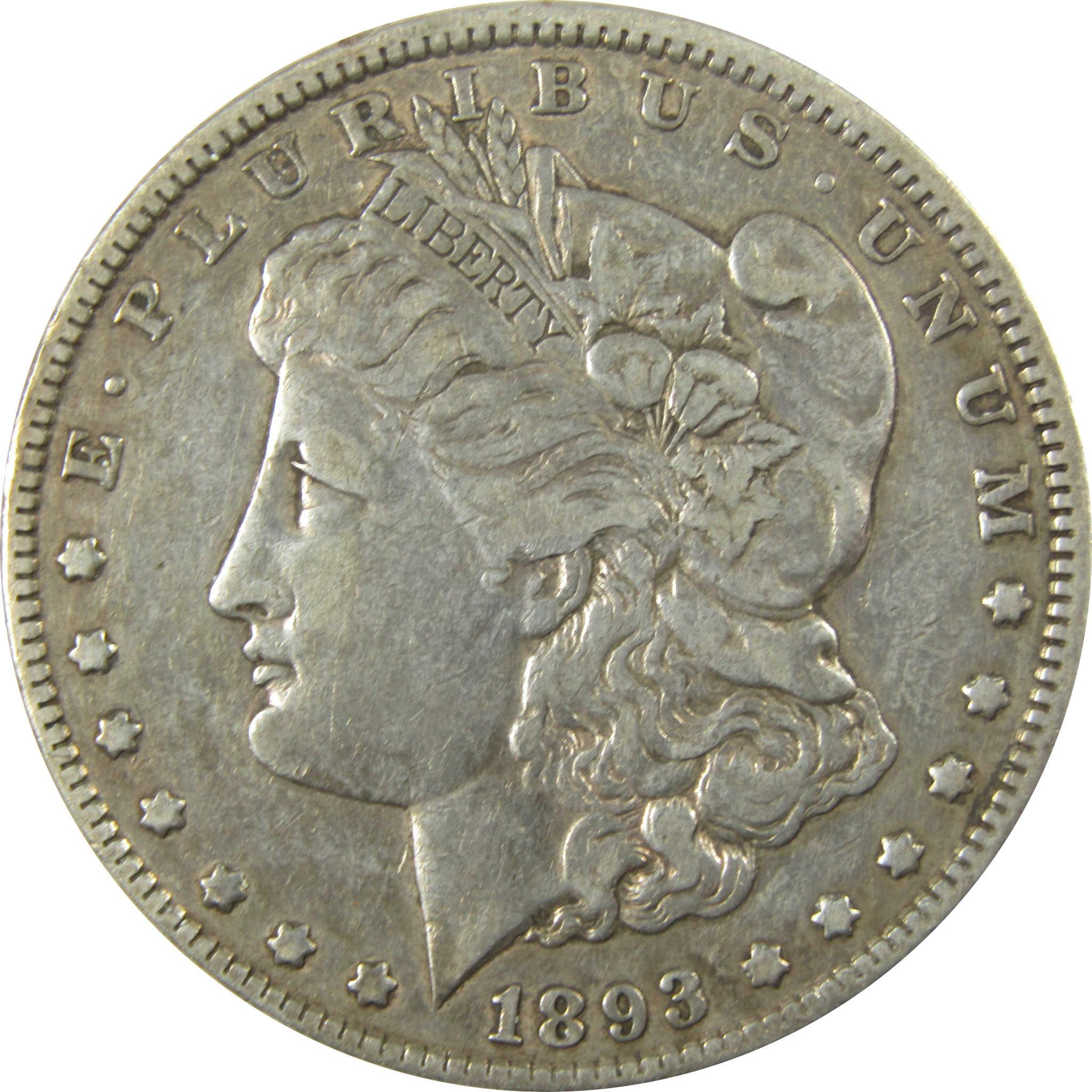 1893 Morgan Silver Dollar VF Very Fine $1 Coin Collectible SKU:I25123 - Morgan coin - Morgan silver dollar - Morgan silver dollar for sale - Profile Coins &amp; Collectibles