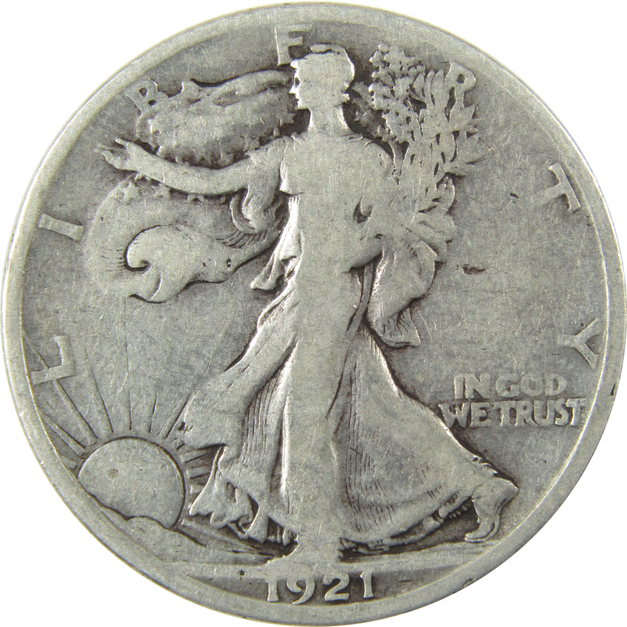1921 S Liberty Walking Silver 50c VG Very Good Details SKU:CP1434