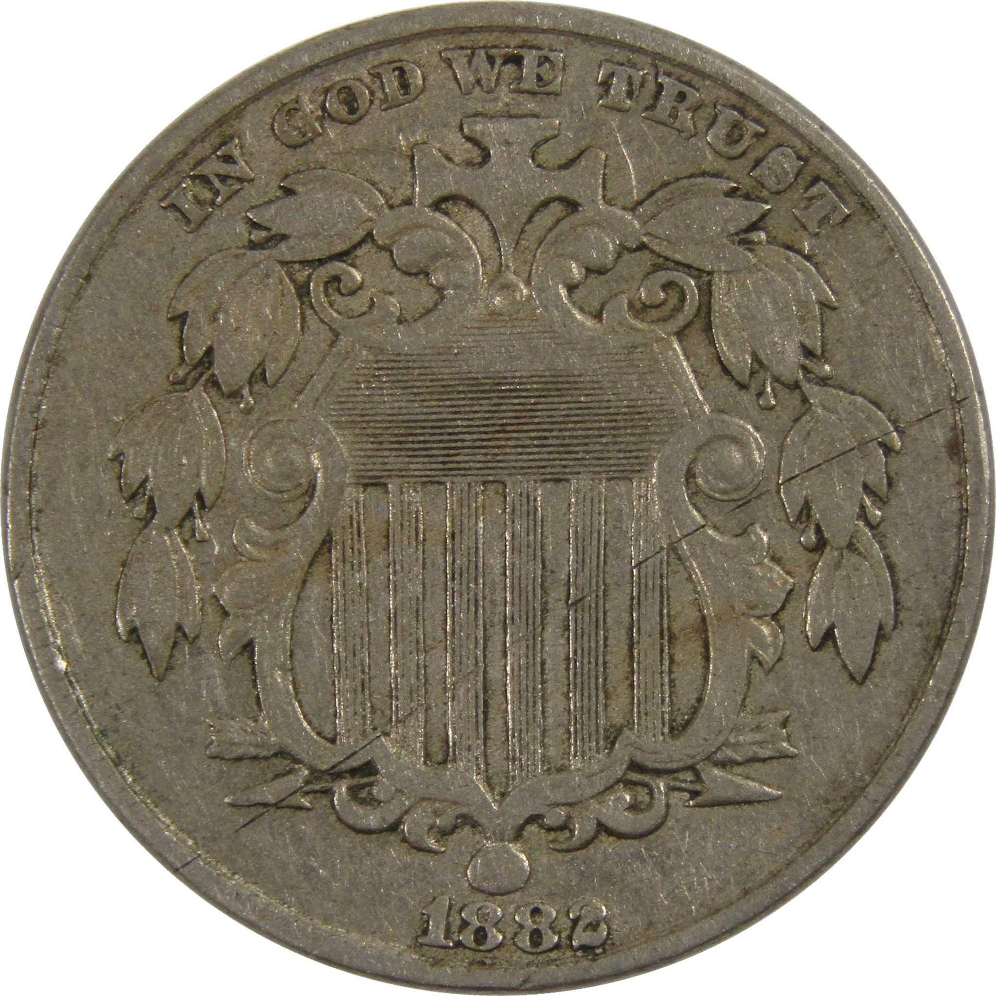 1882 Shield Nickel VF Very Fine 5c Coin SKU:I8133