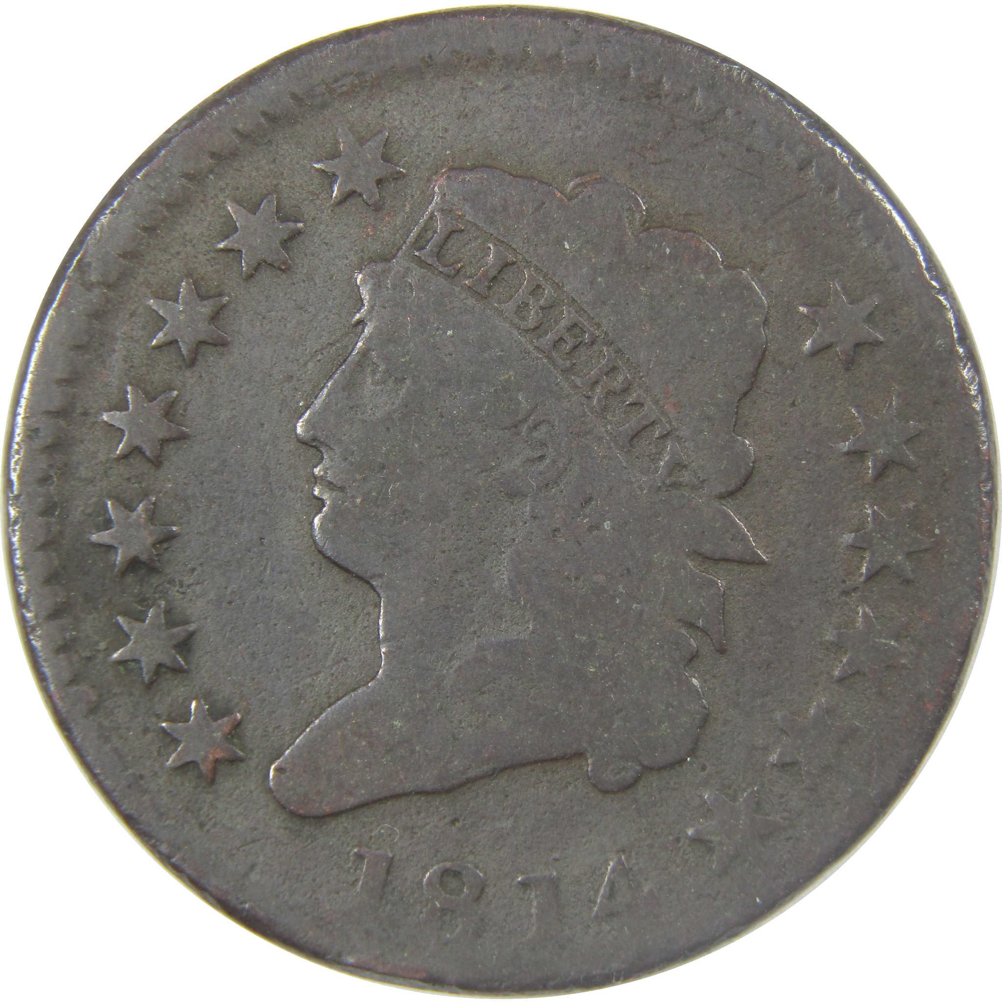 1814 Crosslet 4 Classic Head Copper Large Cent Circulated Penny