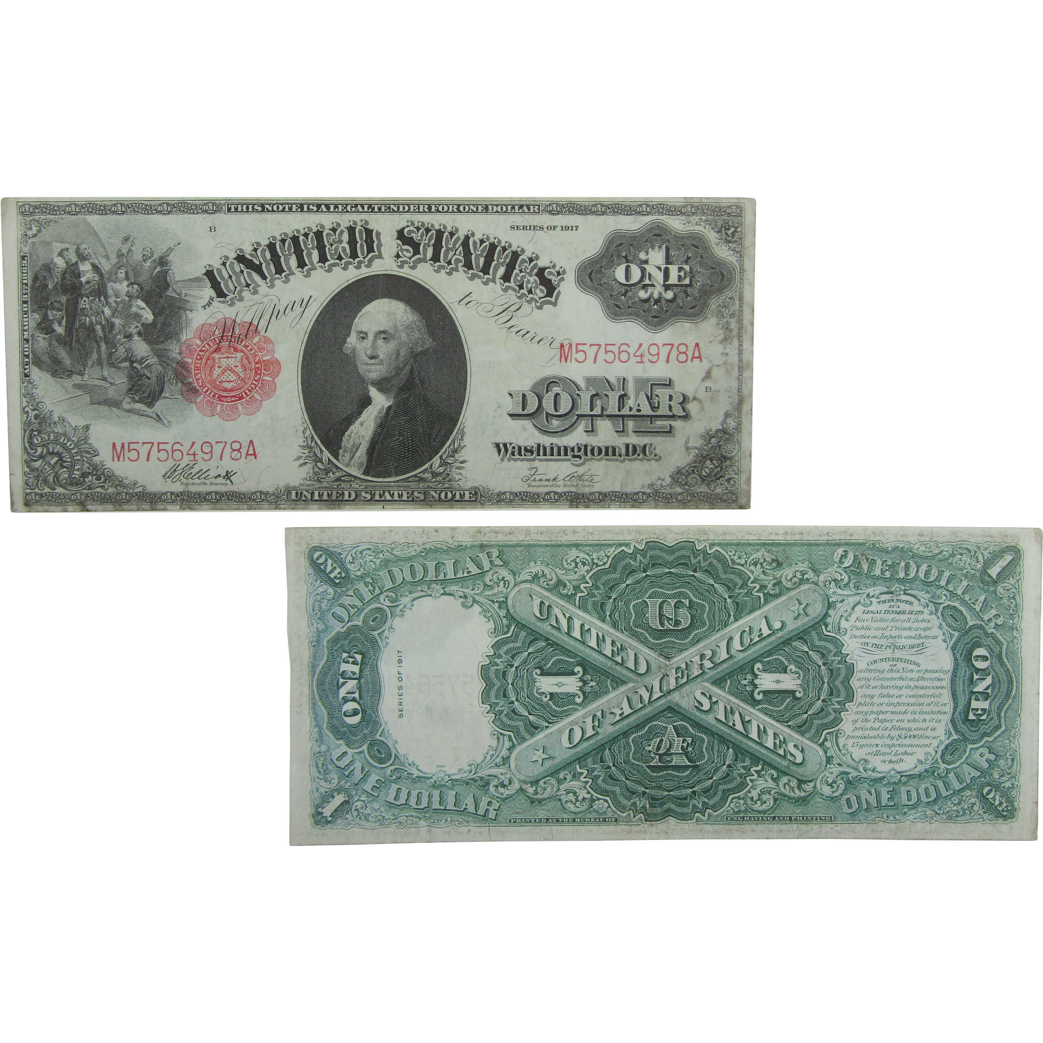 1917 $1 Large Size Legal Tender Note XF Details Currency SKU:CPC0528