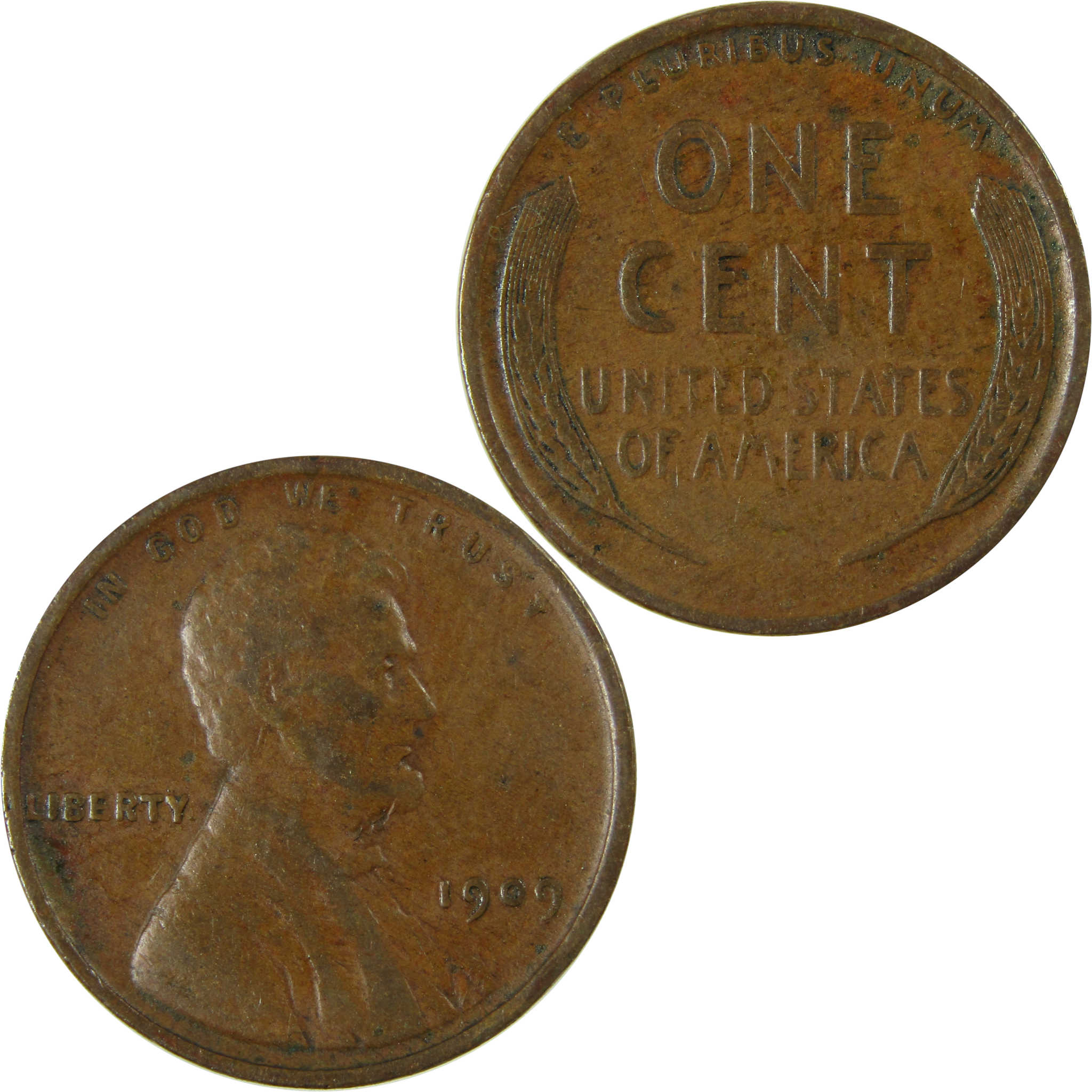1909 Lincoln Wheat Cent F Fine Details Penny 1c Coin SKU:I26339