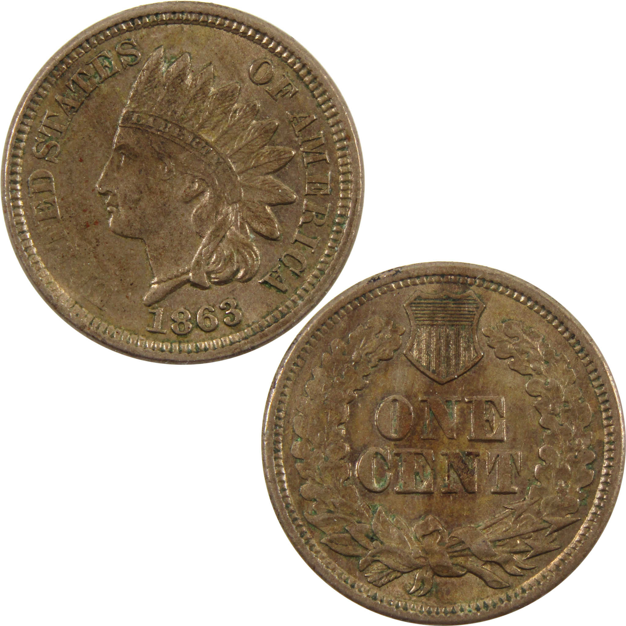1863 Indian Head Cent Borderline Unc Copper-Nickel Penny 1c SKU:I10653