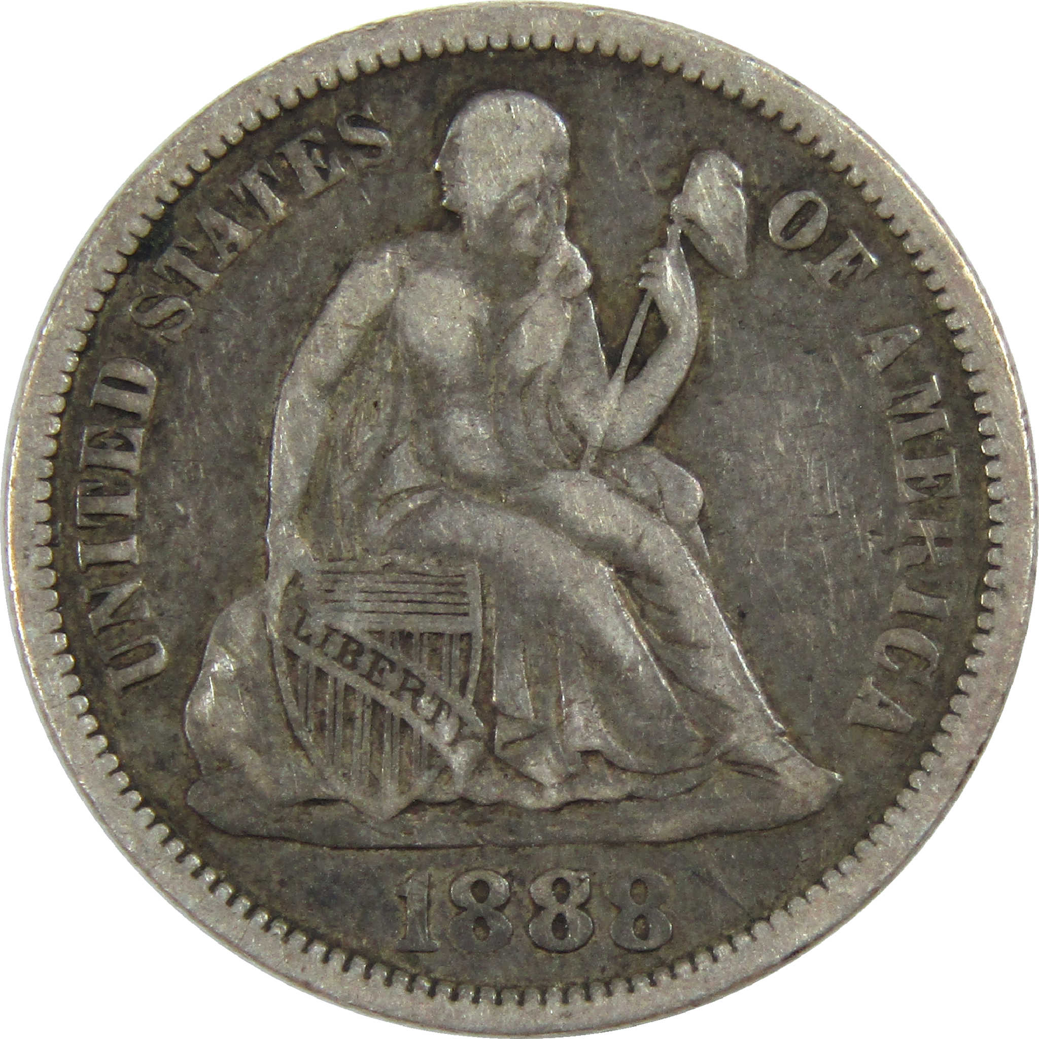 1888 Seated Liberty Dime VF Very Fine Silver 10c Coin SKU:I12269