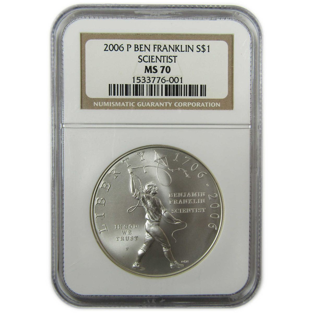 2006 P Franklin Tercentenary Scientist Silver $1 MS 70 NGC SKU:CP1655
