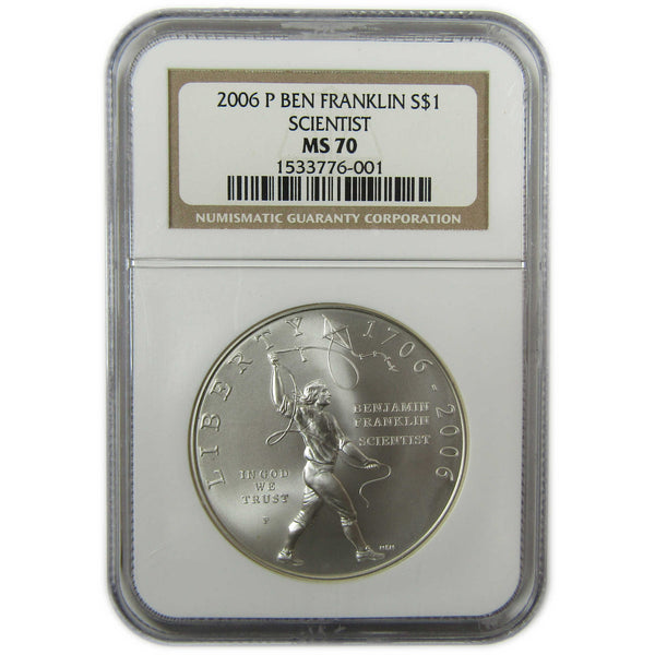 2006 P Franklin Tercentenary Scientist Silver $1 MS 70 NGC SKU:CP1655