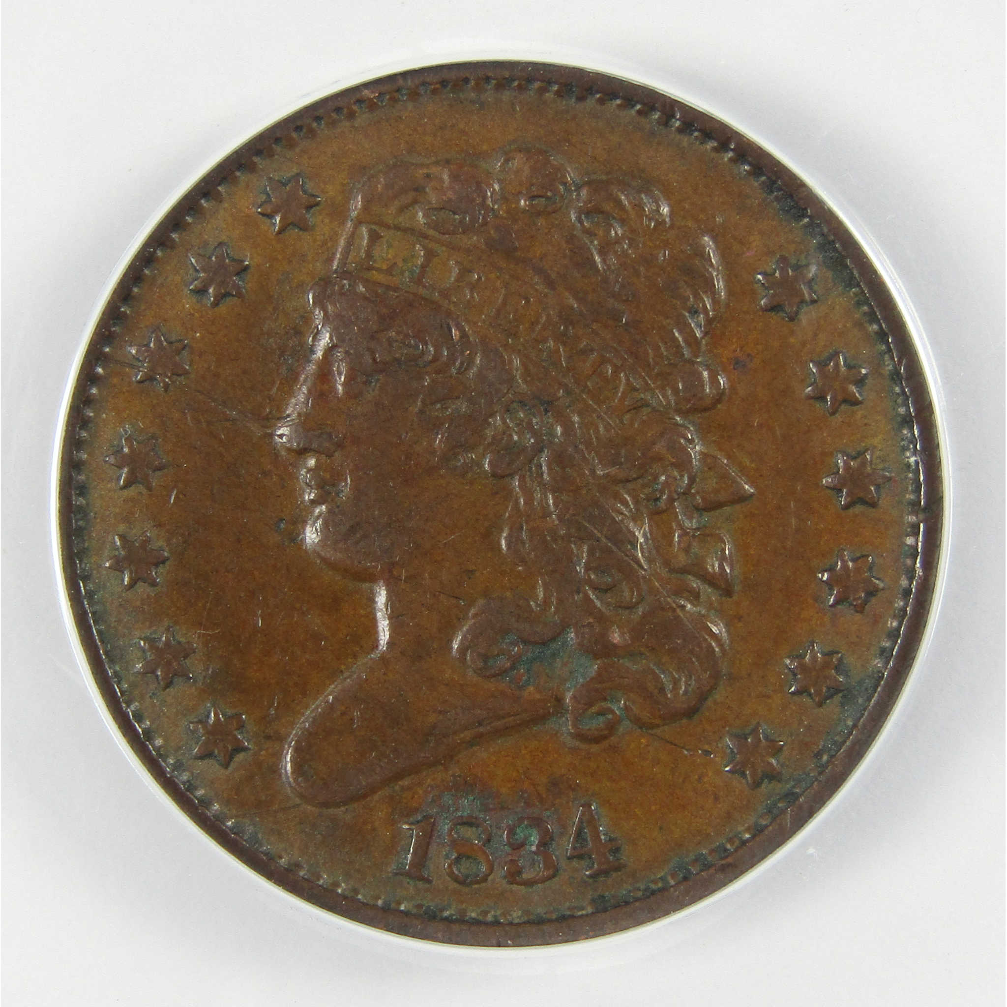 1834 Classic Head Copper Half Cent VF 35 Details ANACS Penny SKU:CP786