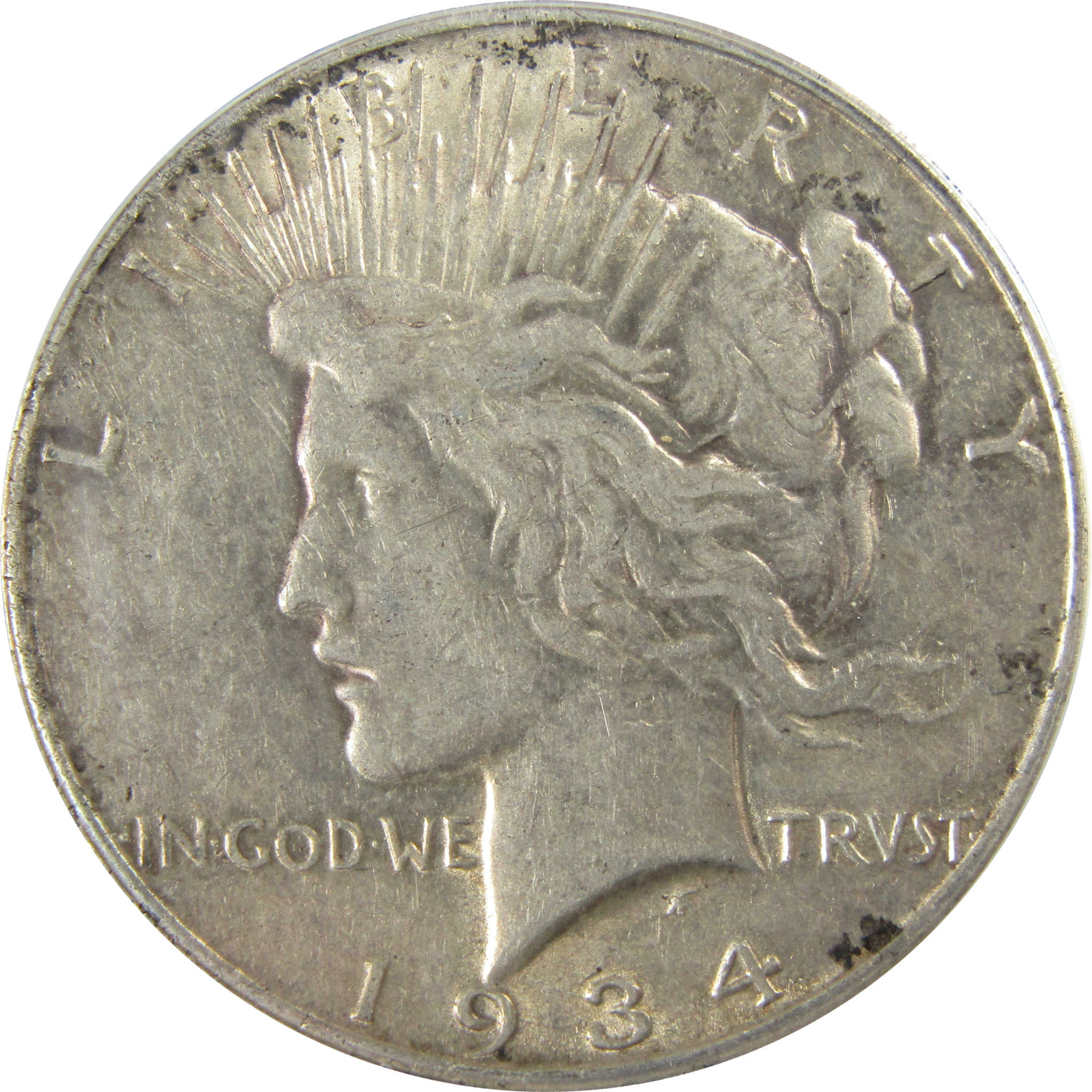 1934 S Peace Silver Dollar AU 50 Details ANACS $1 Coin SKU:I28083