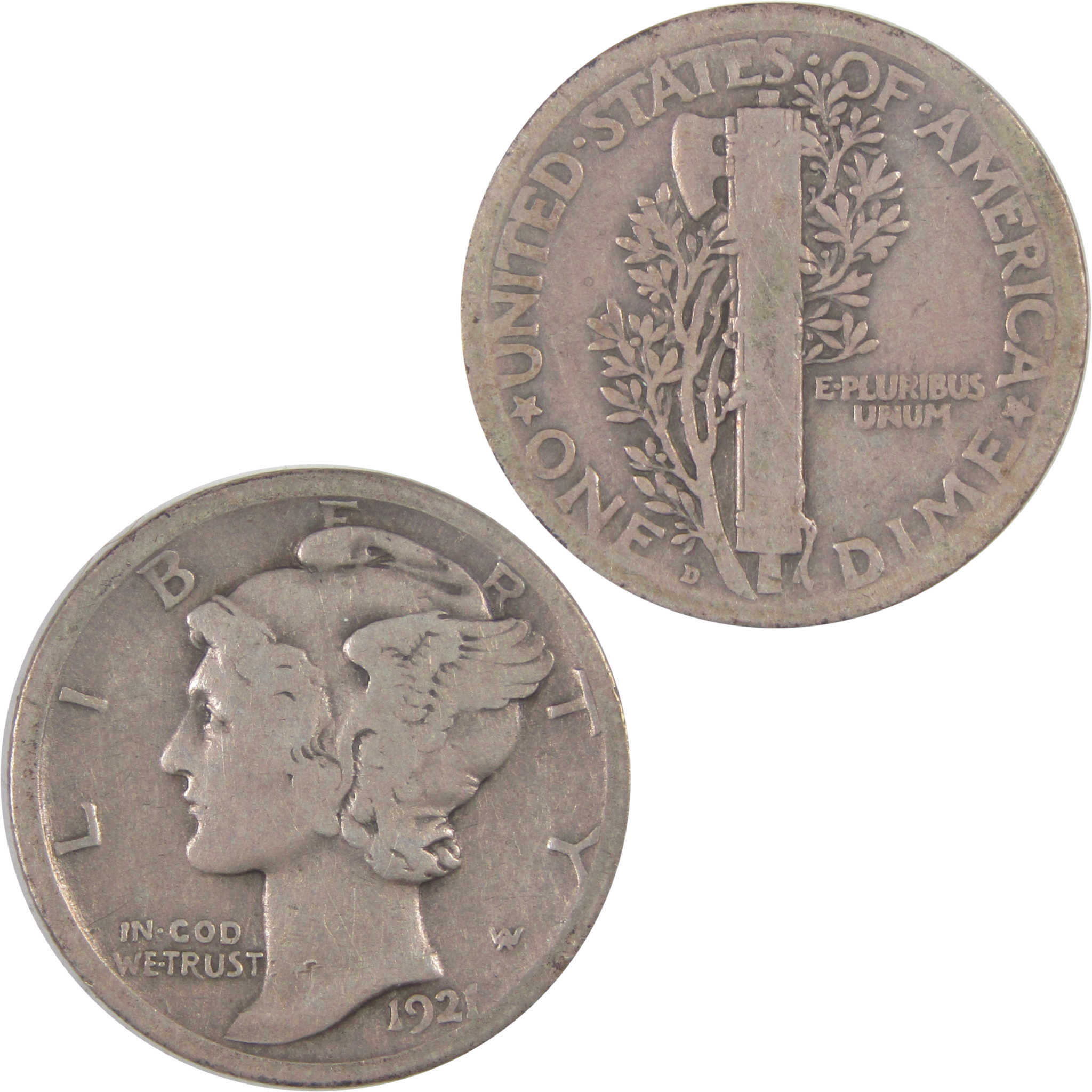 1921 D Mercury Dime VG Very Good Silver 10c Coin SKU:I17282