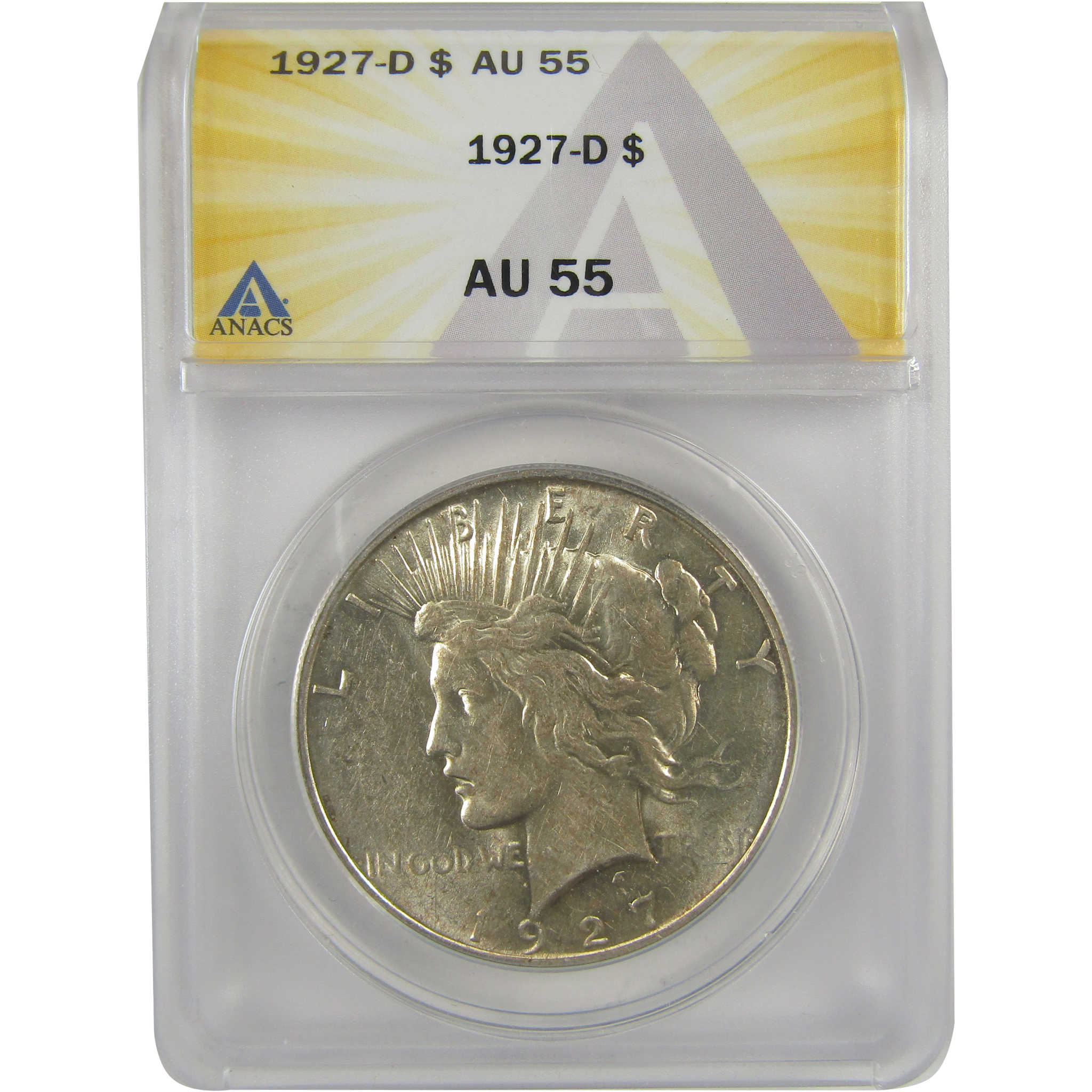 1927 D Peace Dollar AU 55 ANACS Silver $1 Coin SKU:I21429