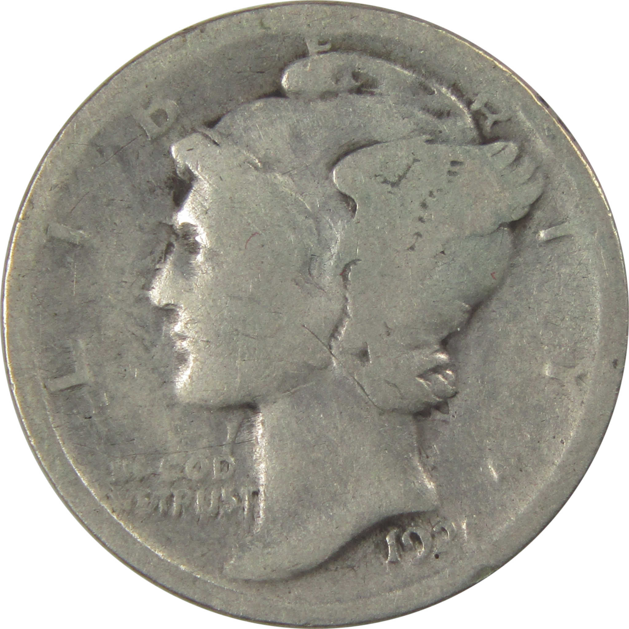 1921 Mercury Dime AG About Good Silver 10c Coin SKU:I22418