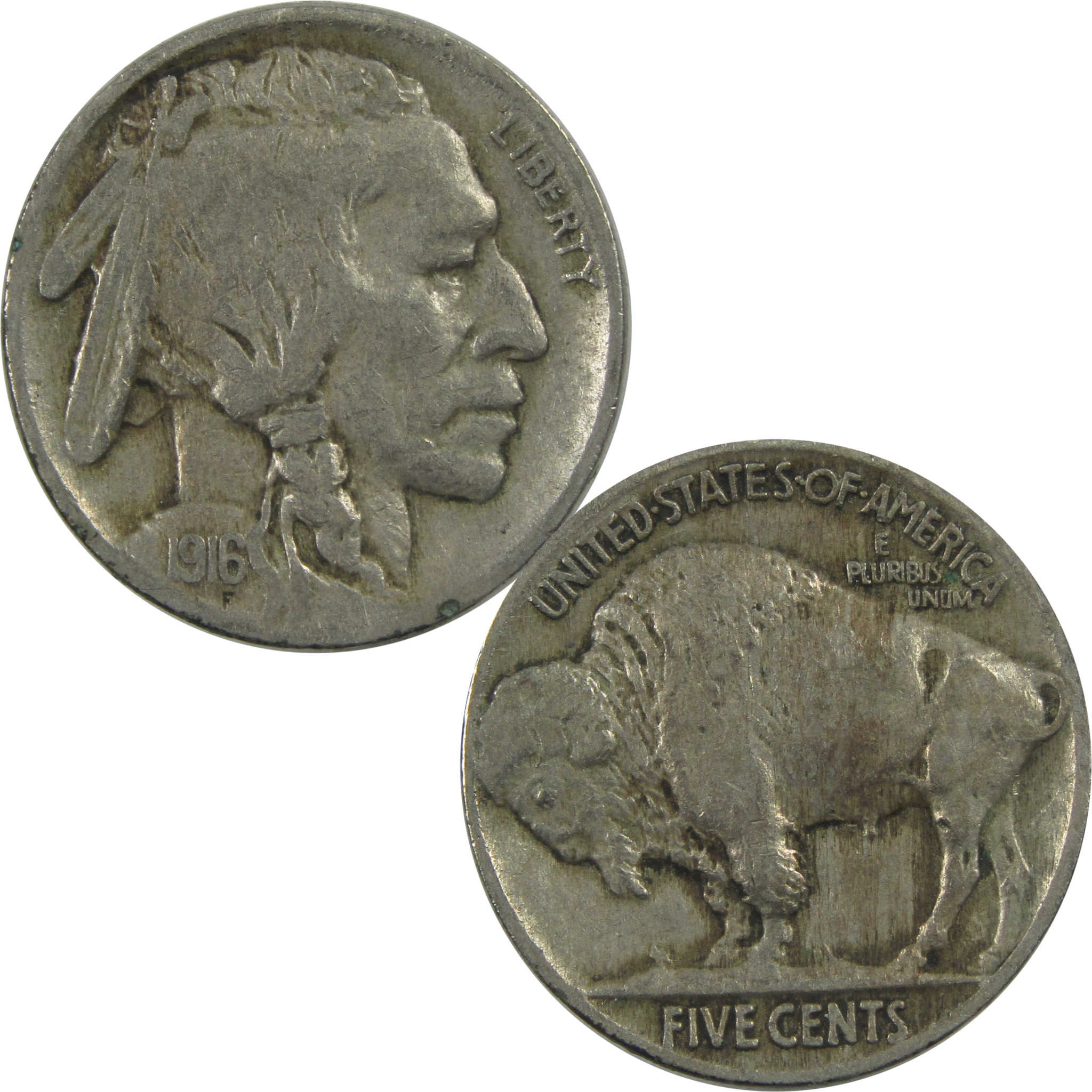 1916 Indian Head Buffalo Nickel F Fine 5c Coin SKU:I15499