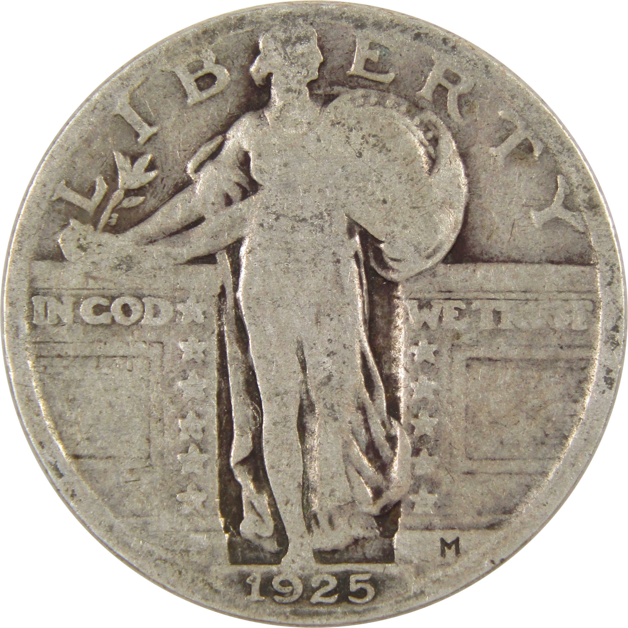 1925 Standing Liberty Quarter AG About Good 90% Silver 25c Coin