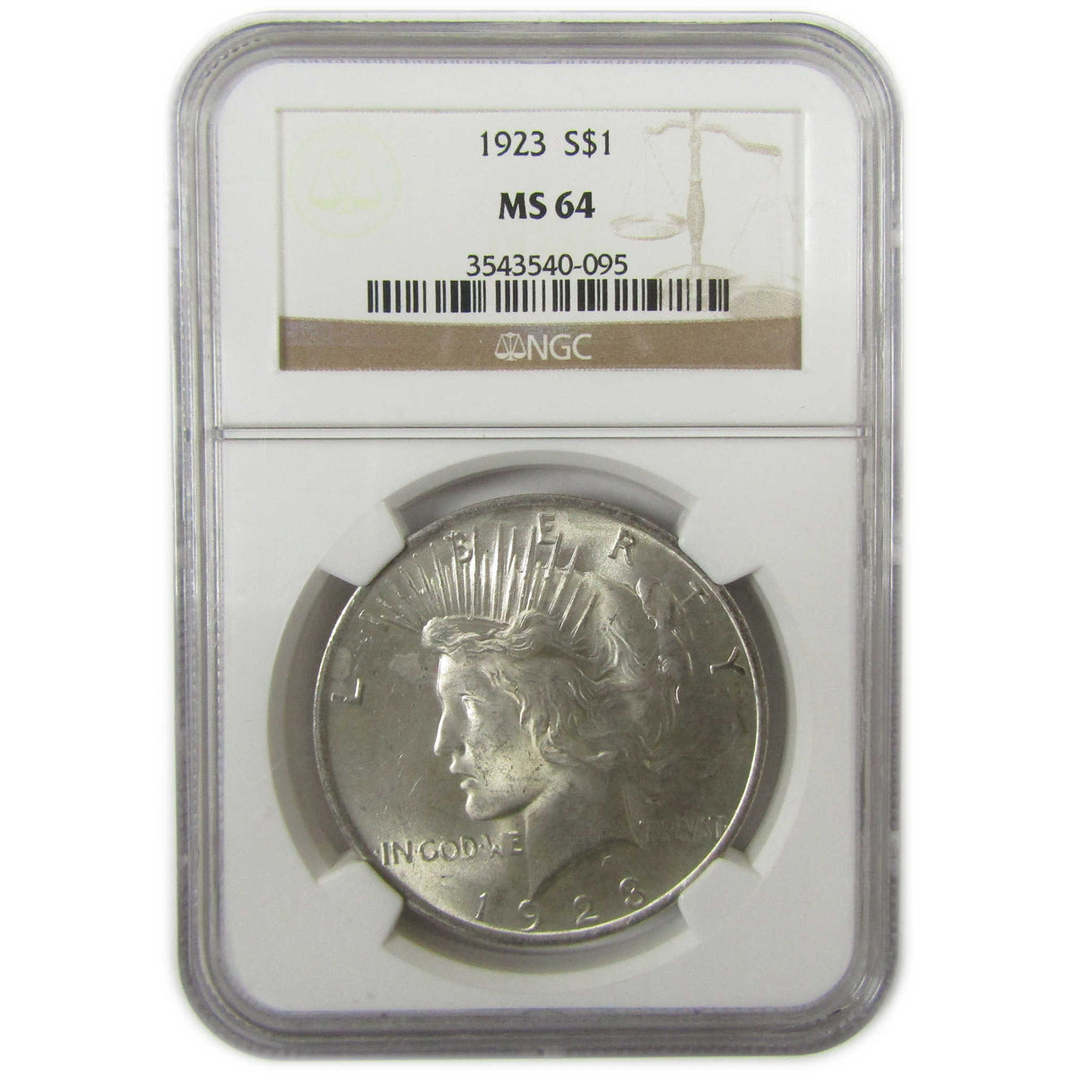 1923 Peace Silver Dollar MS 64 NGC Uncirculated $1 Coin SKU:CP1664