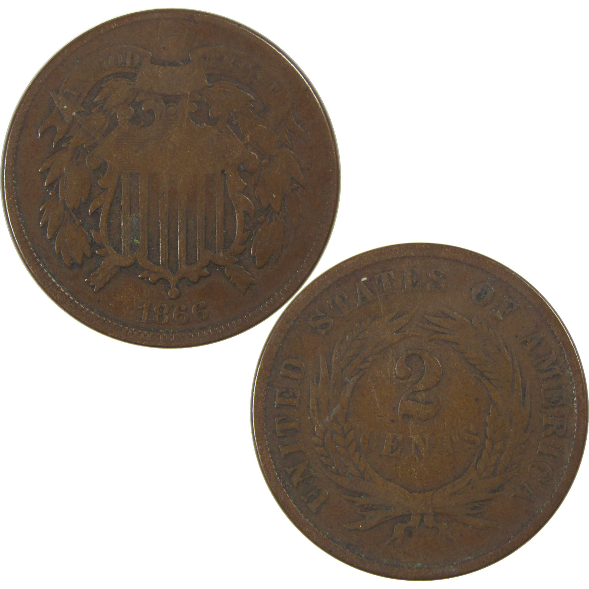 1866 Two Cent Piece VG Very Good 2c Coin SKU:CPC0730