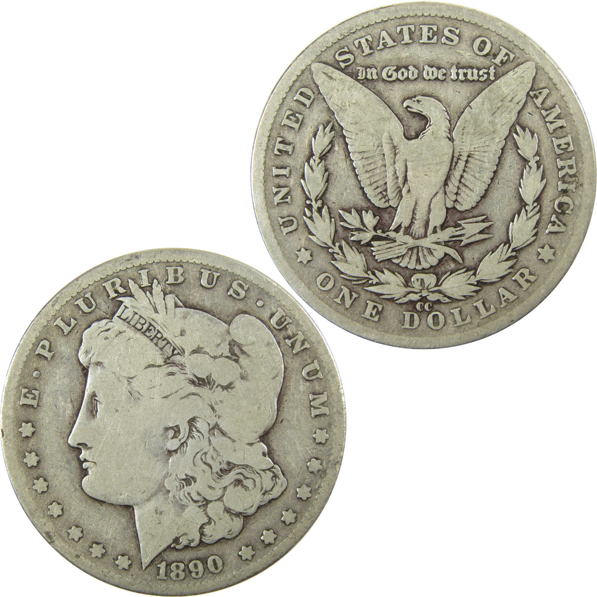 1890 CC Morgan Silver Dollar VG Very Good $1 Coin SKU:CP1725 - Morgan coin - Morgan silver dollar - Morgan silver dollar for sale - Profile Coins &amp; Collectibles
