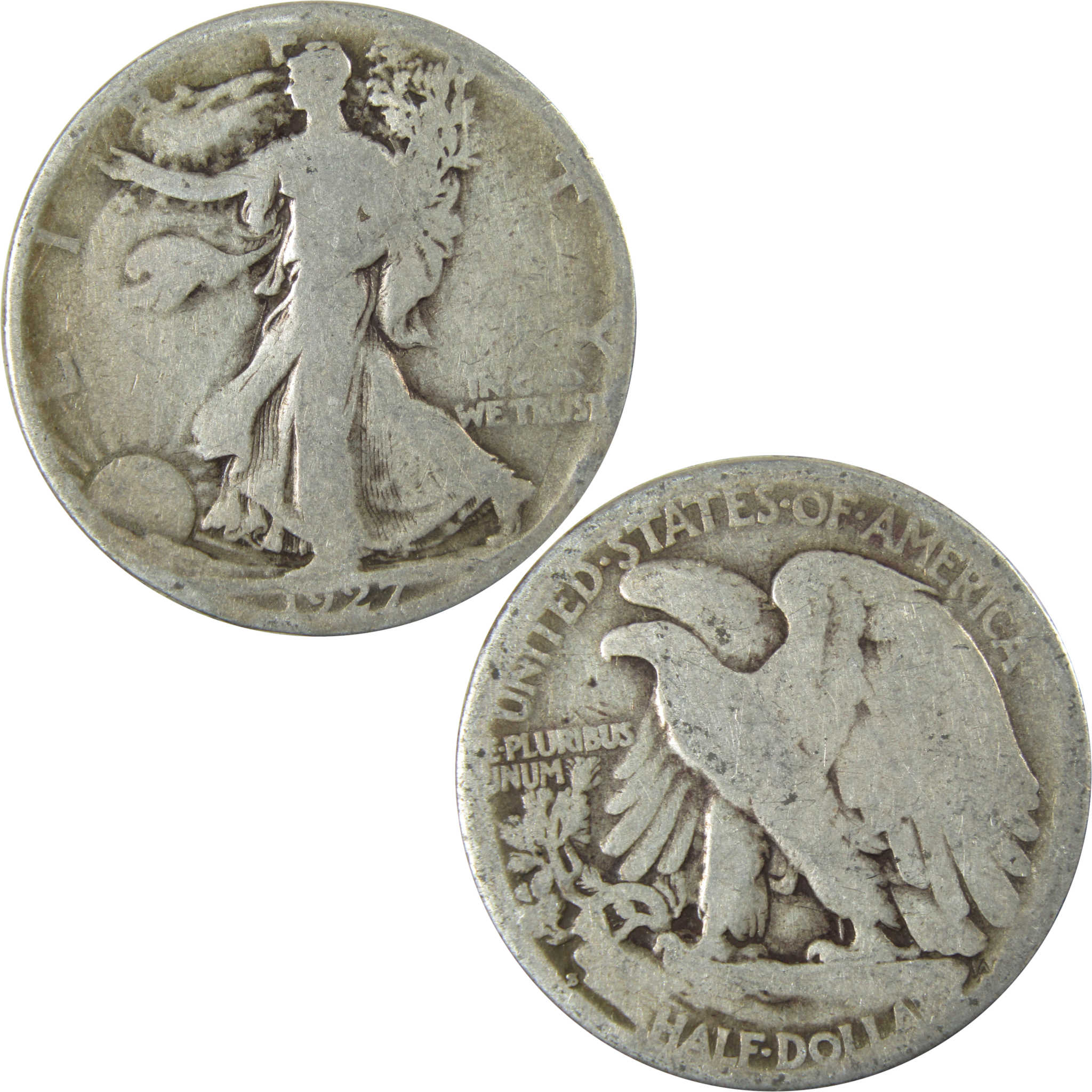 1927 S Liberty Walking Silver Half Dollar AG About Good SKU:CP513