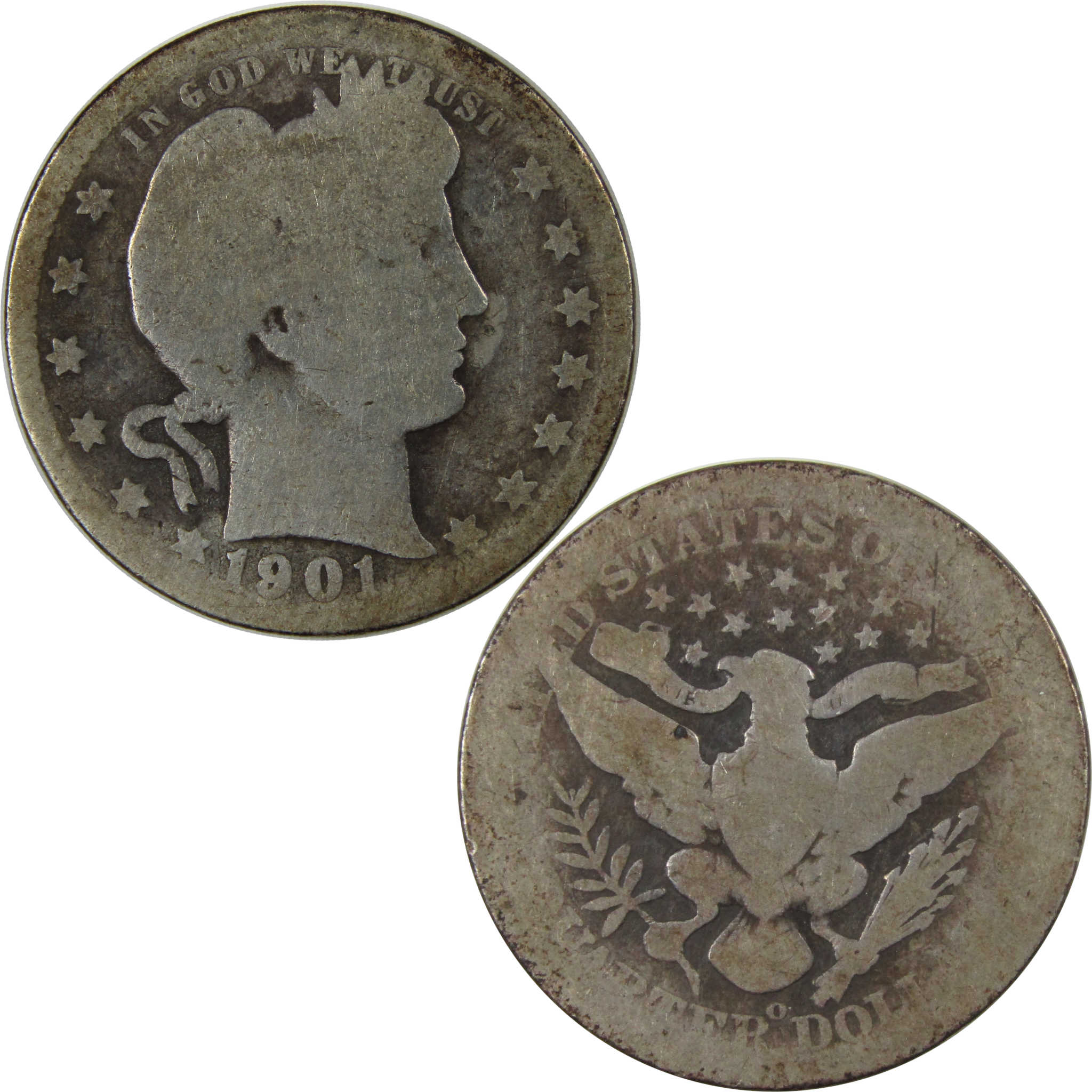 1901 O Barber Quarter AG About Good Details Silver 25c Coin SKU:I23719