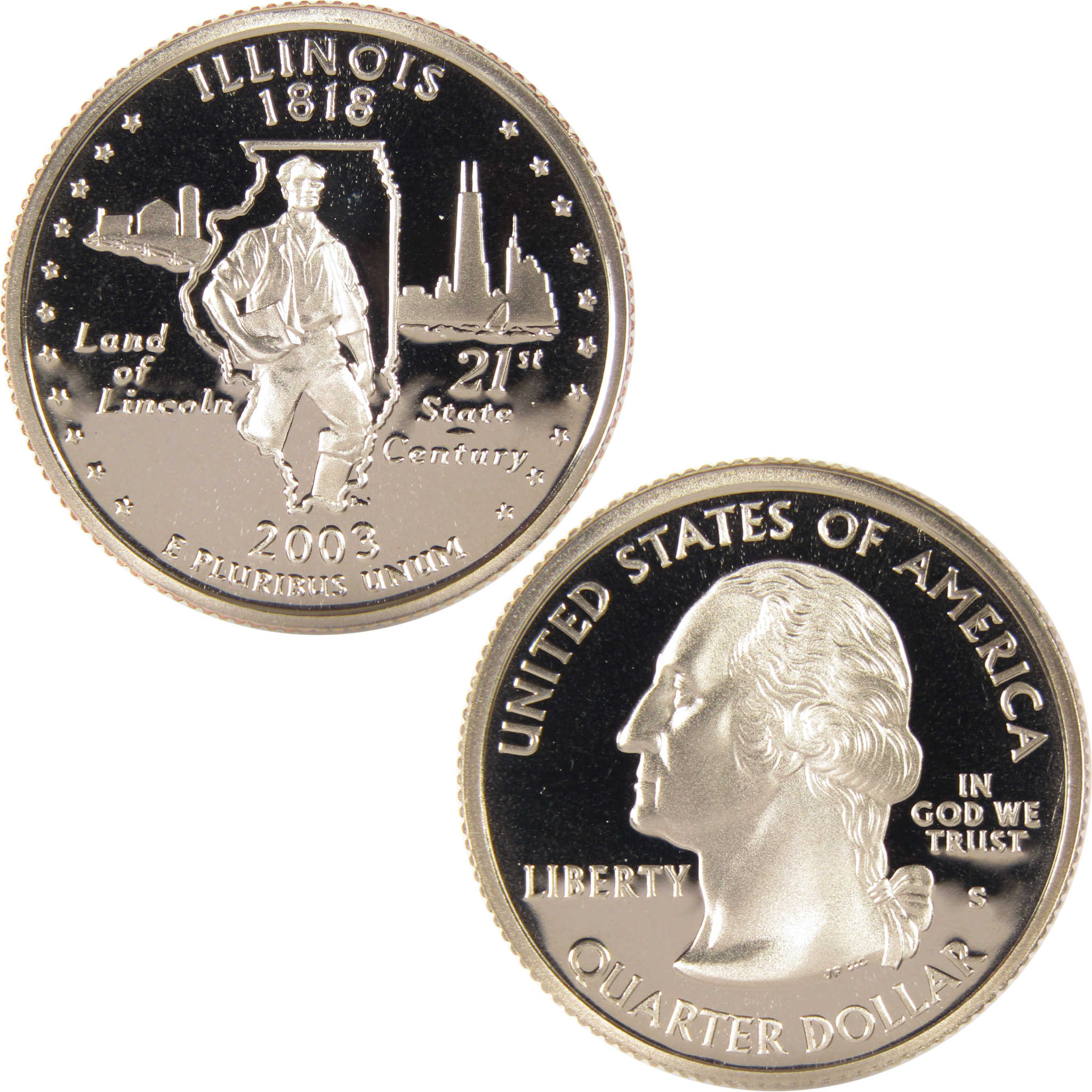 2003 S Illinois State Quarter Clad 25c Proof Coin