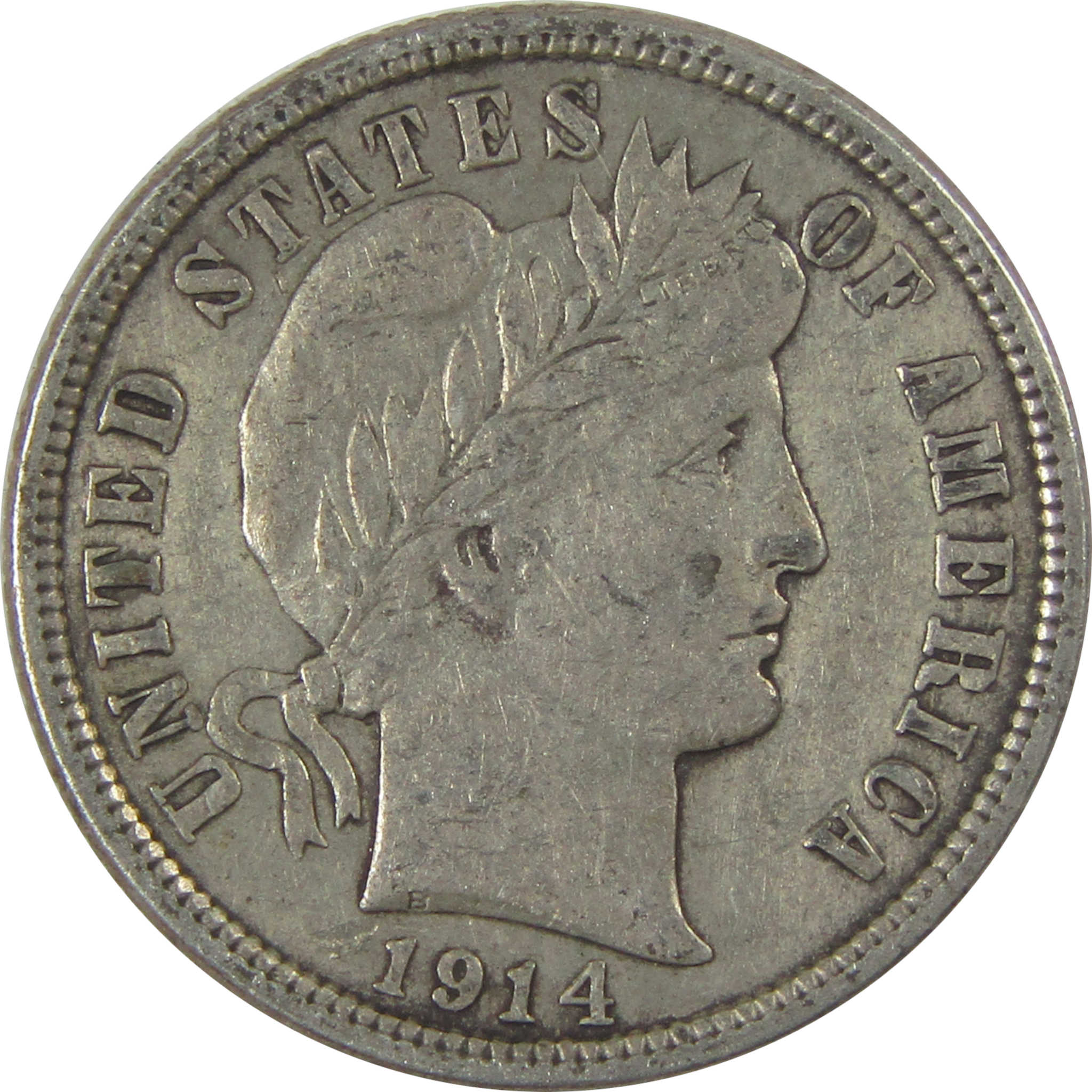 1914 Barber Dime XF EF Extremely Fine Silver 10c Coin SKU:I21113