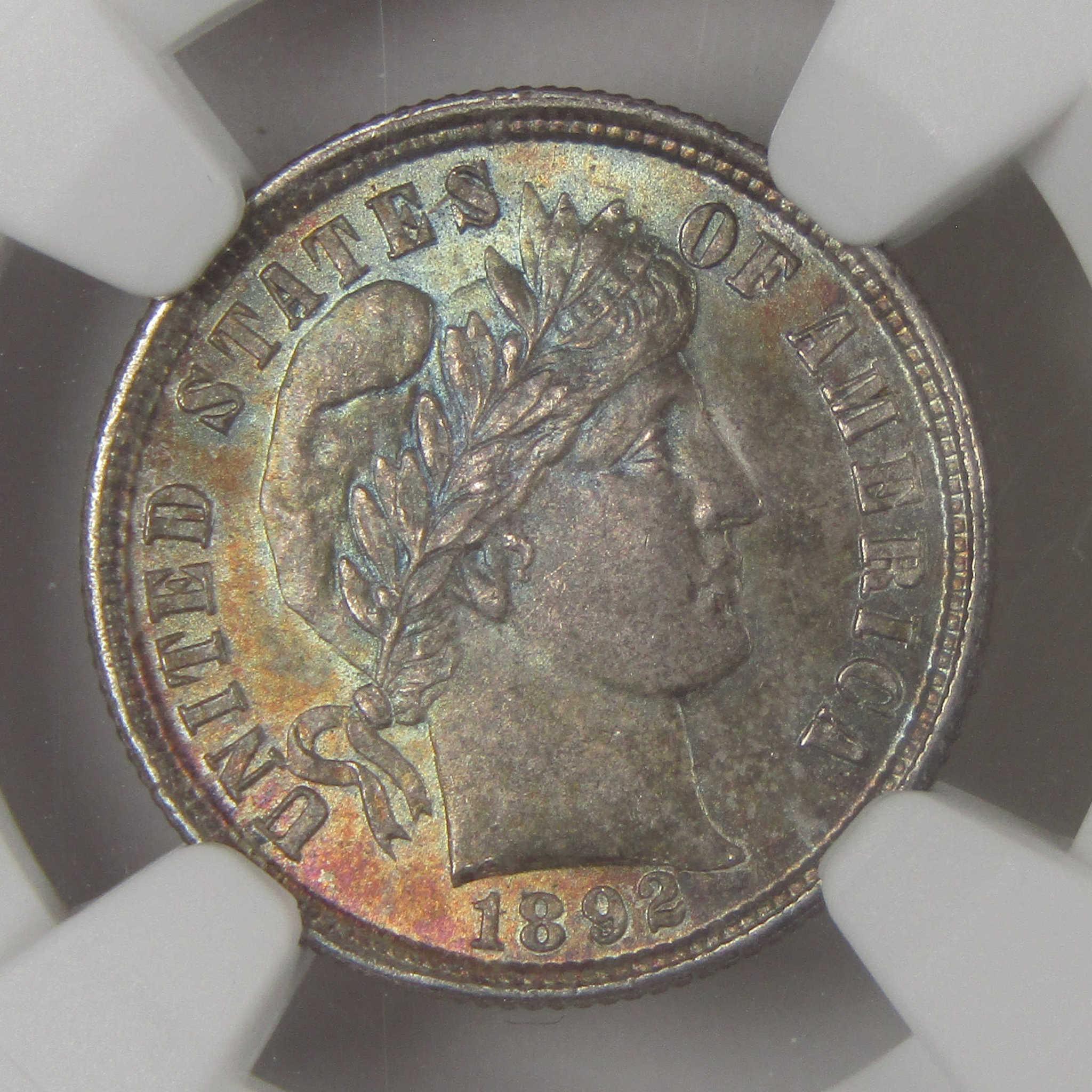1892 Barber Silver Dime MS 64 NGC Uncirculated 10c Coin Collectible