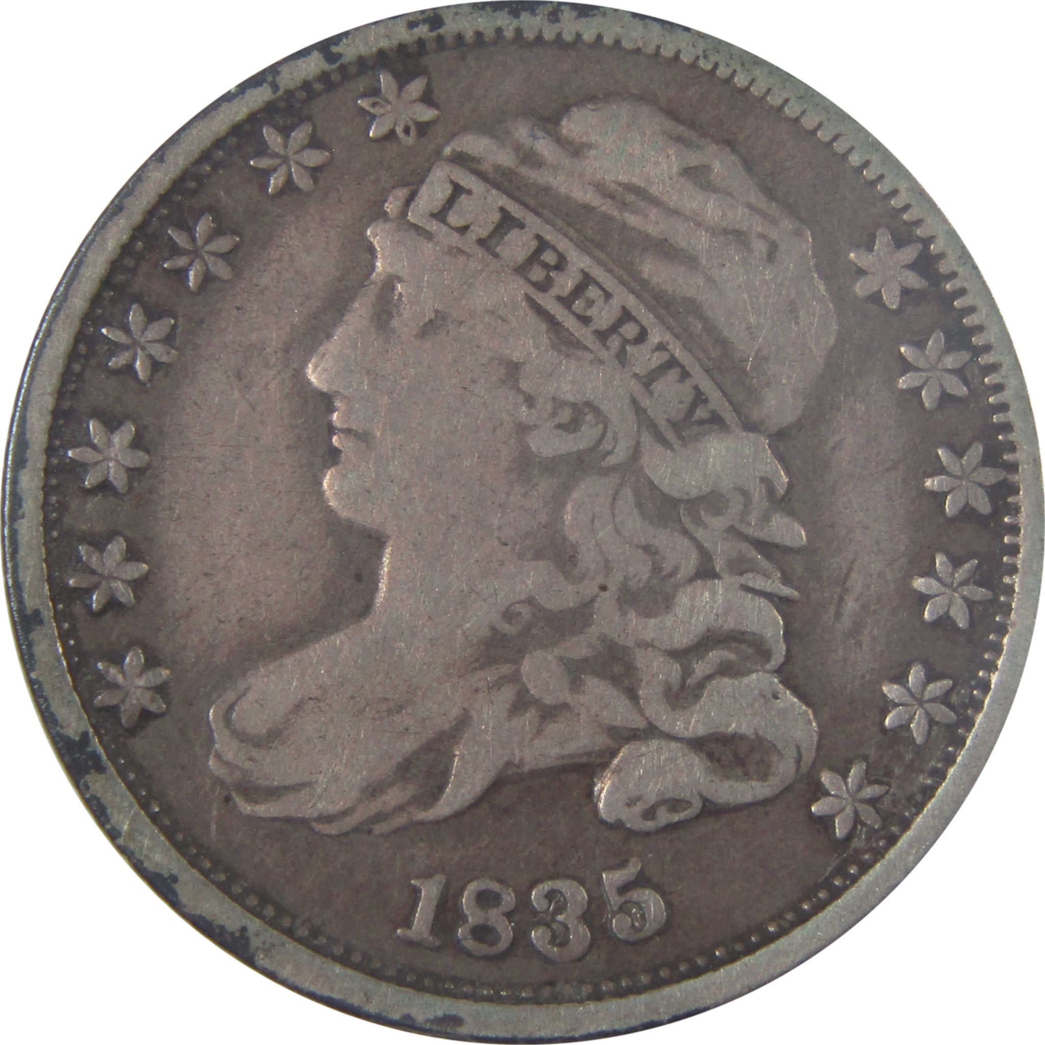 1835 Capped Bust Dime F Fine Silver 10c Coin SKU:I17056