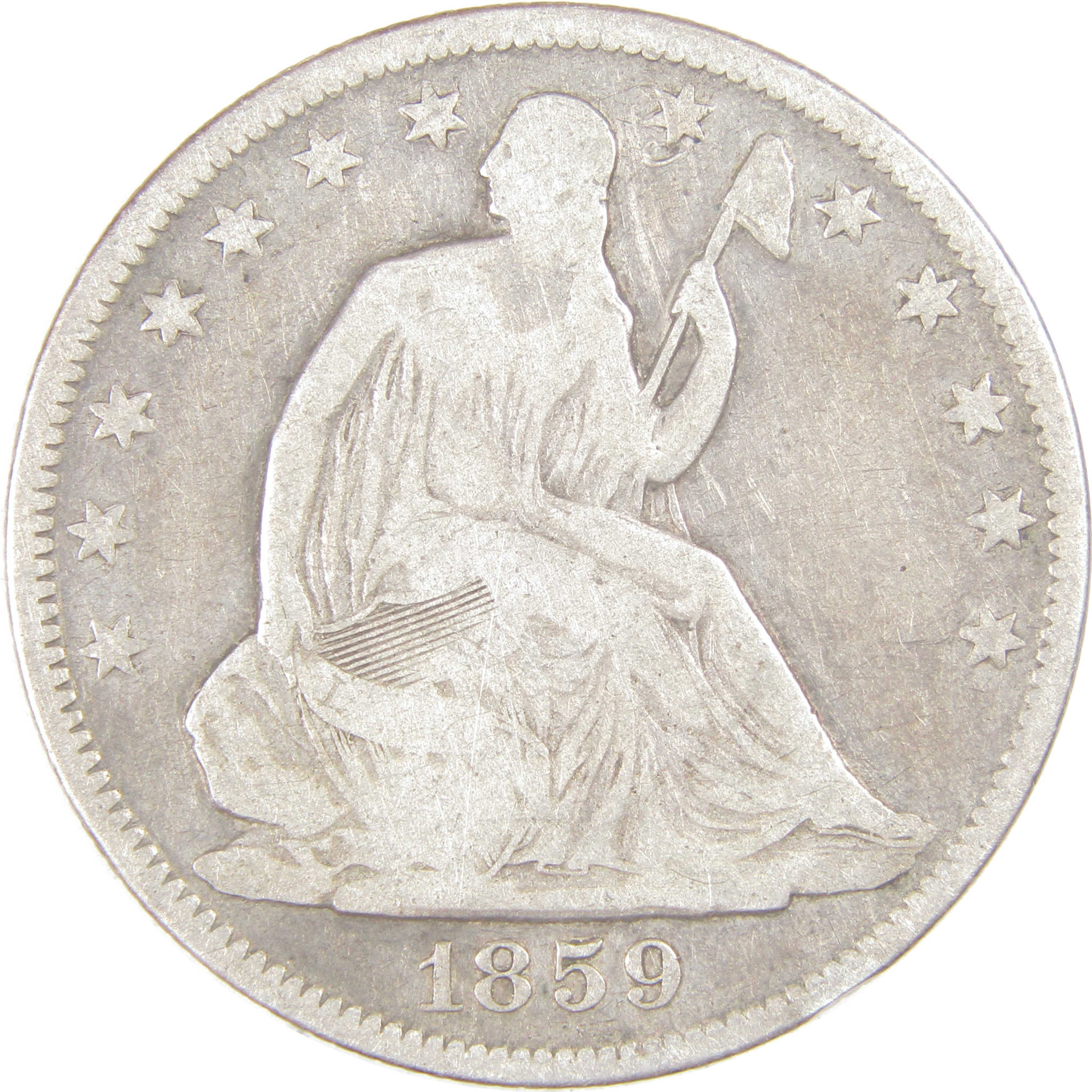 1859 O Seated Liberty Half Dollar G Good Silver 50c Coin SKU:I17130