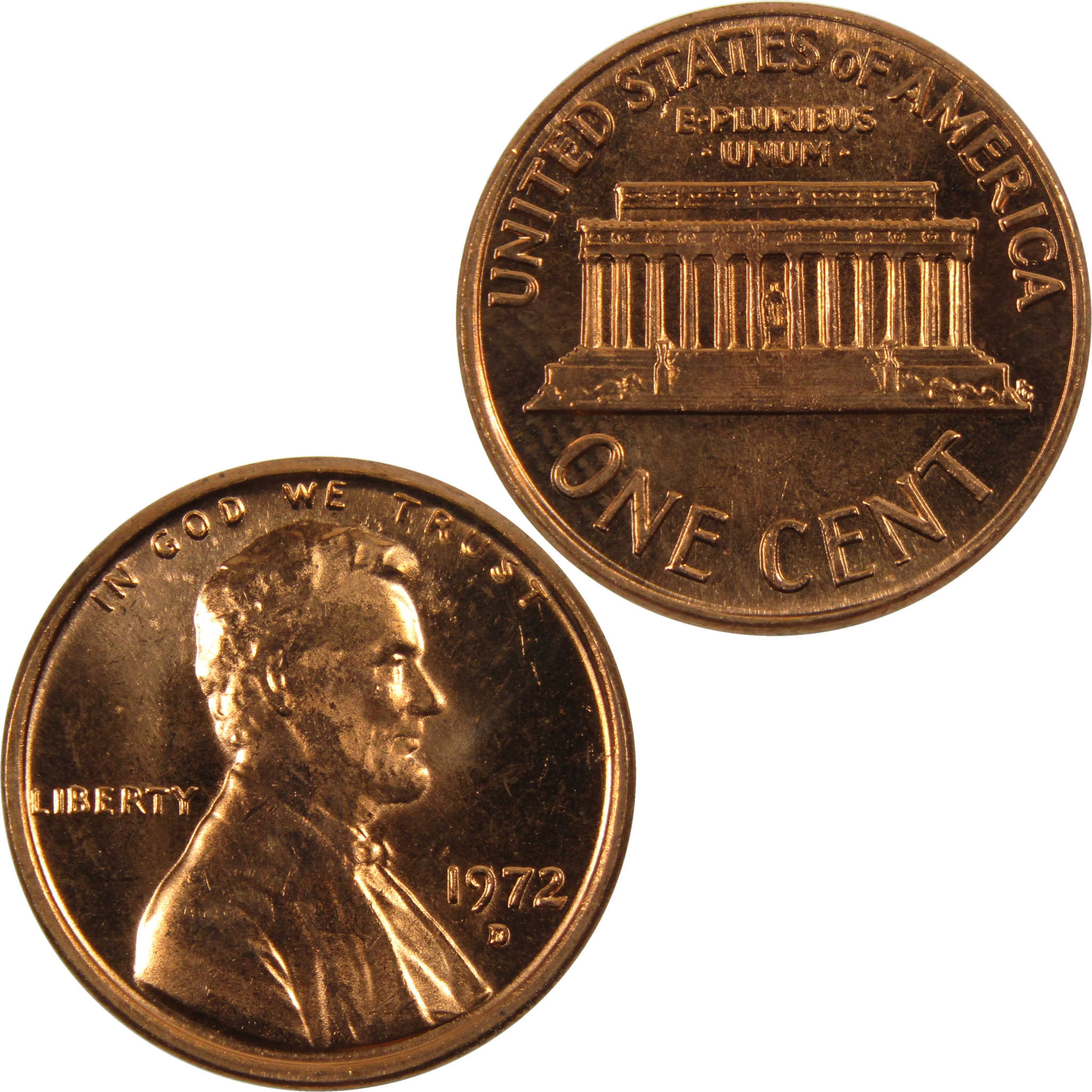 1972 D Lincoln Memorial Cent BU Uncirculated Penny 1c Coin