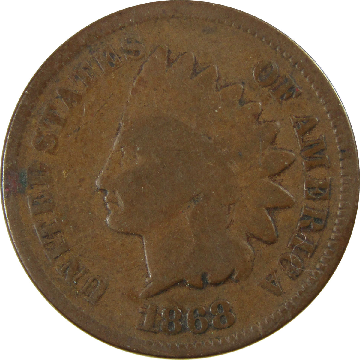 1868 Indian Head Cent G Good Penny 1c Coin Collectible SKU:CP1712