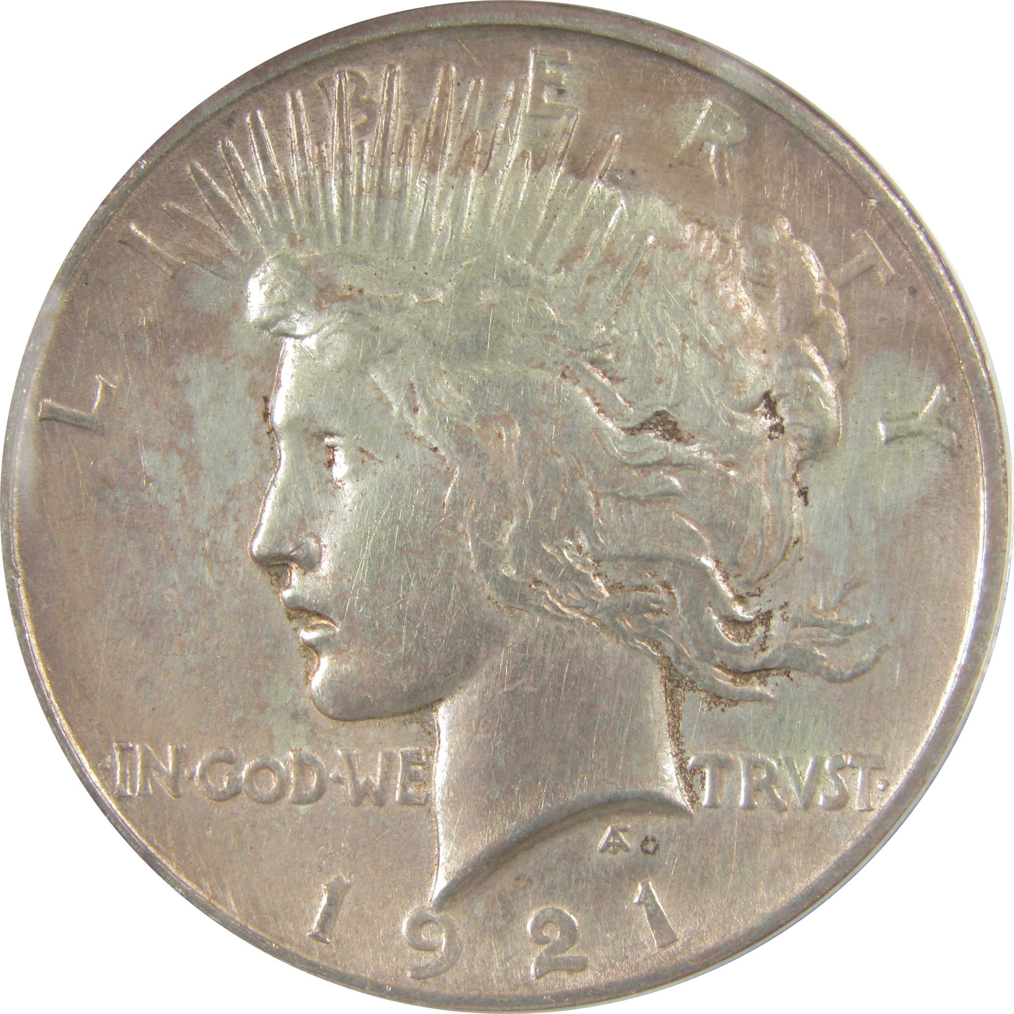 1921 High Relief Peace Dollar AU 50 Details ANACS Silver SKU:I21382
