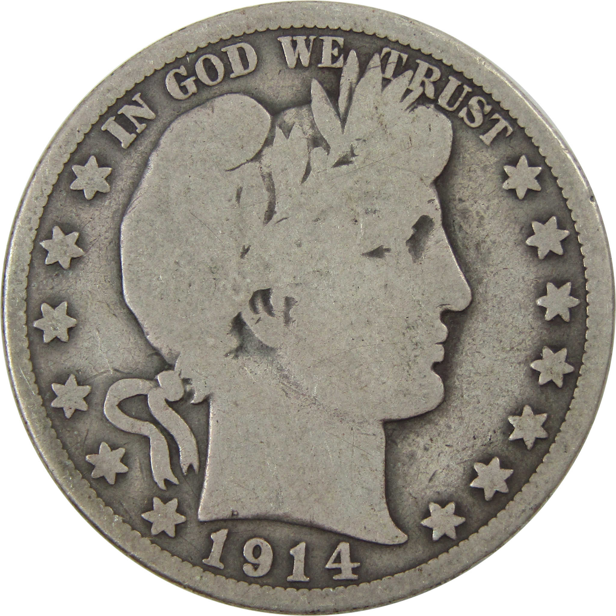1914 Barber Half Dollar G Good Silver 50c Coin SKU:I13852