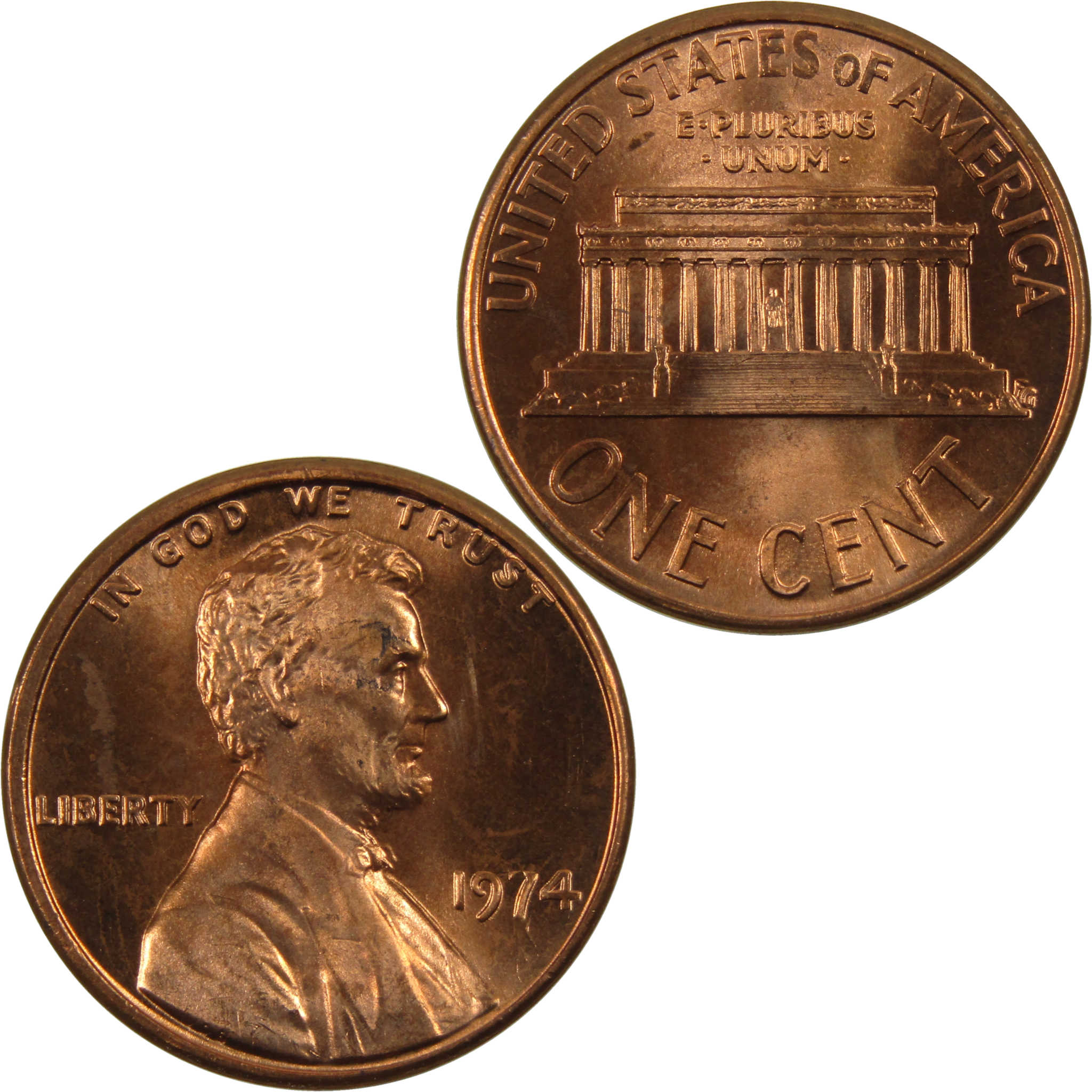 1974 Lincoln Memorial Cent BU Uncirculated Penny 1c Coin