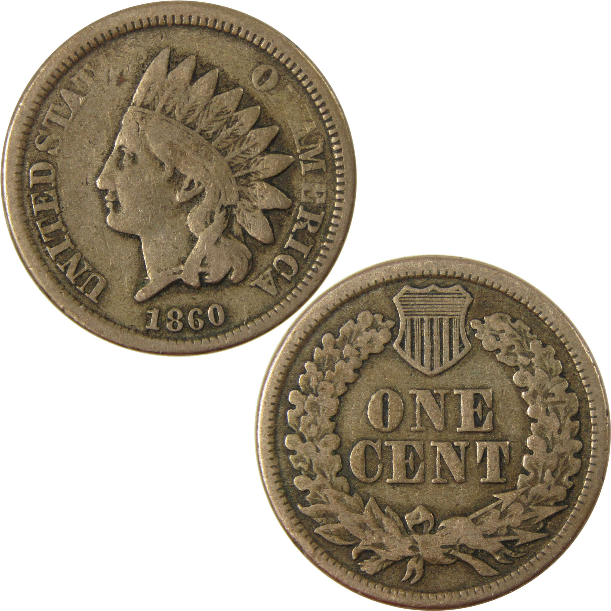 1860 Indian Head Cent VG Very Good Penny 1c Coin SKU:CP1235