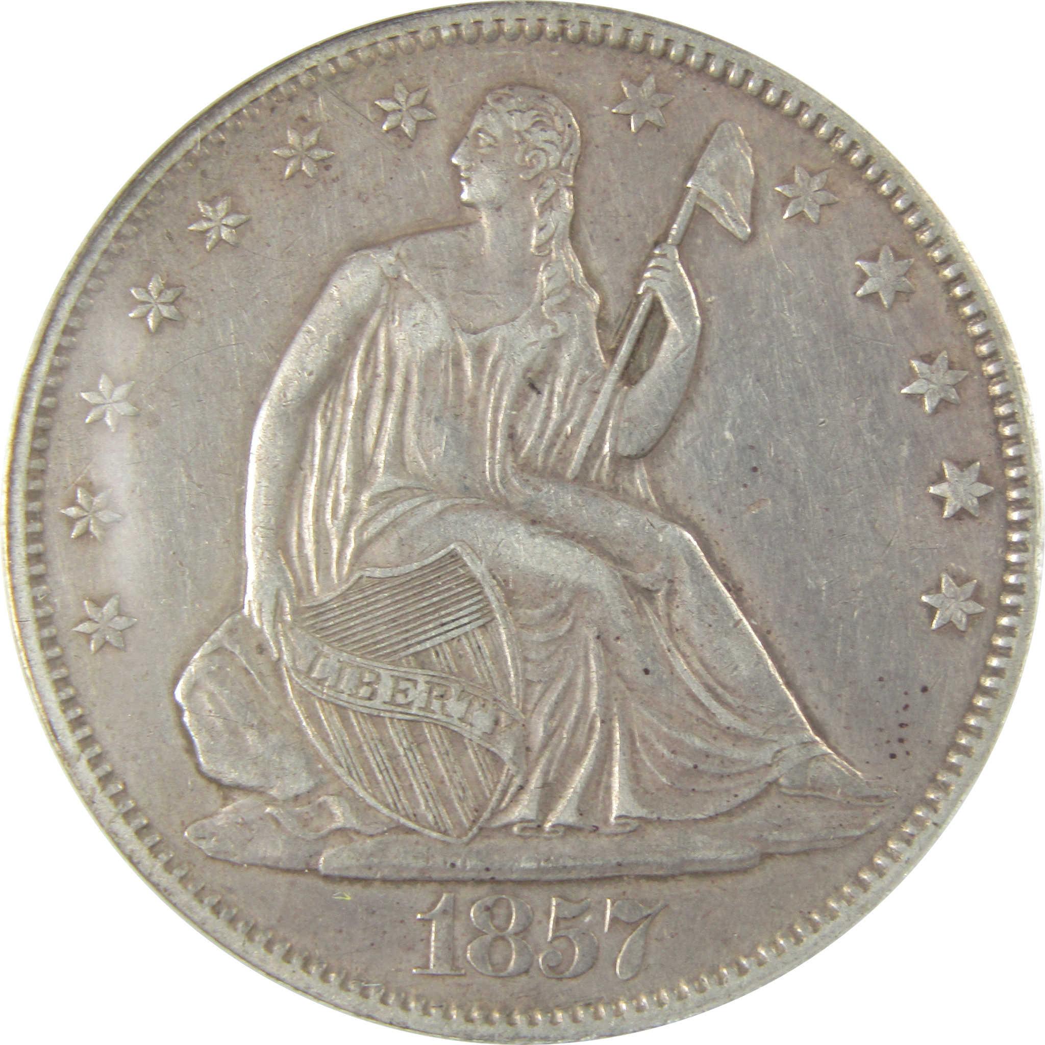 1857 Seated Liberty Silver Half Dollar EF 40 Details ANACS SKU:CP783