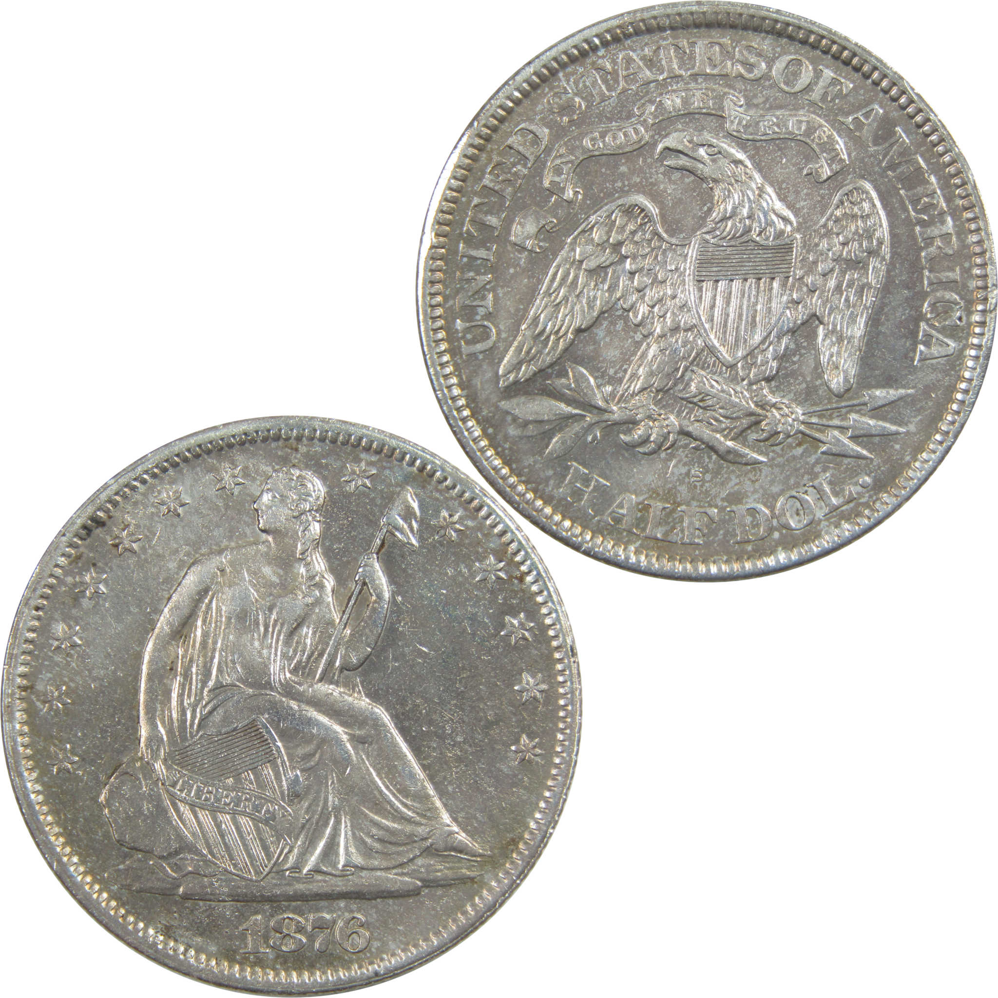 1876 S Seated Liberty Half AU About Uncirculated Details SKU:CPC8514