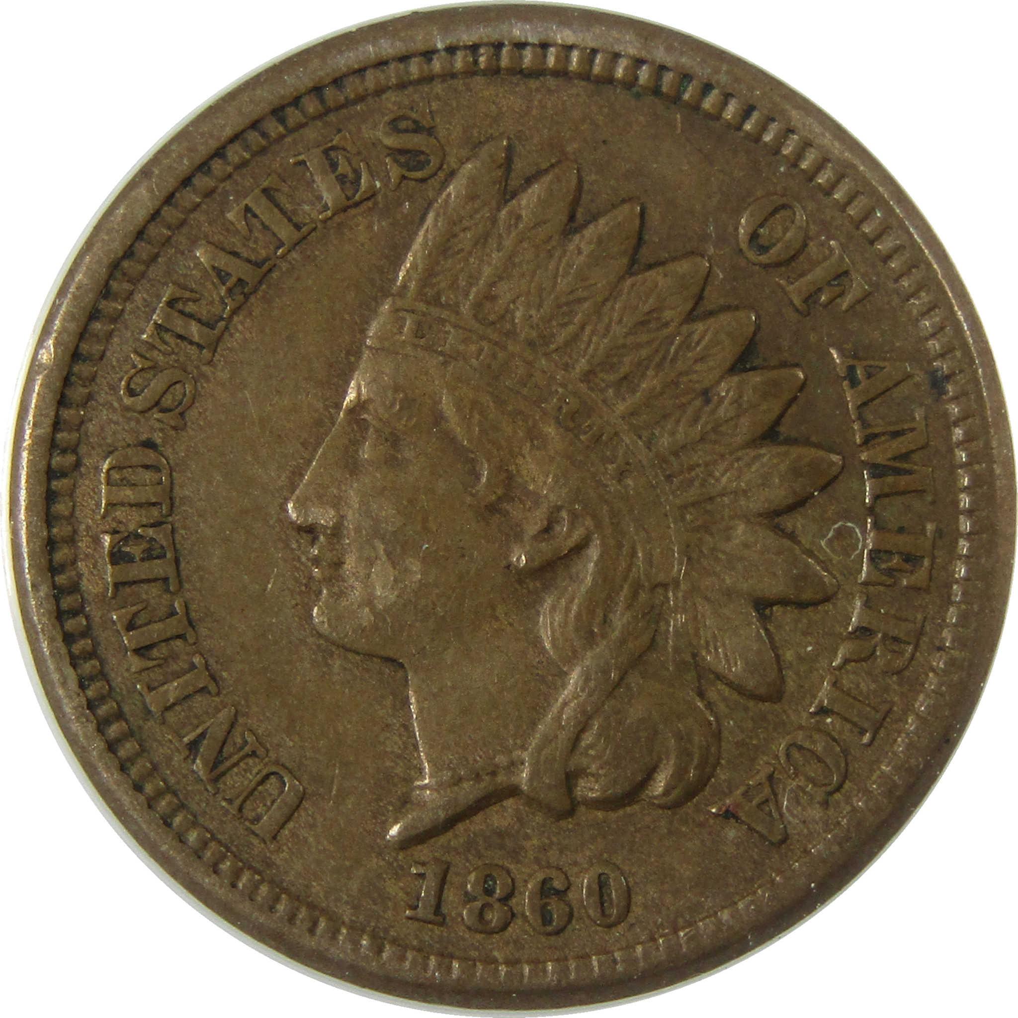 1860 Indian Head Cent EF 40 ANACS Penny 1c Coin Collectible SKU:I27977