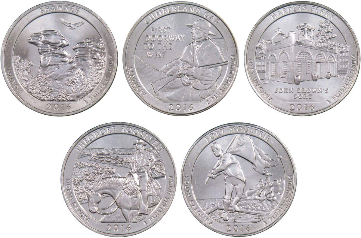 2016 D Quarter 5 Coin Set Clad Uncirculated Mint State 25c Collectible