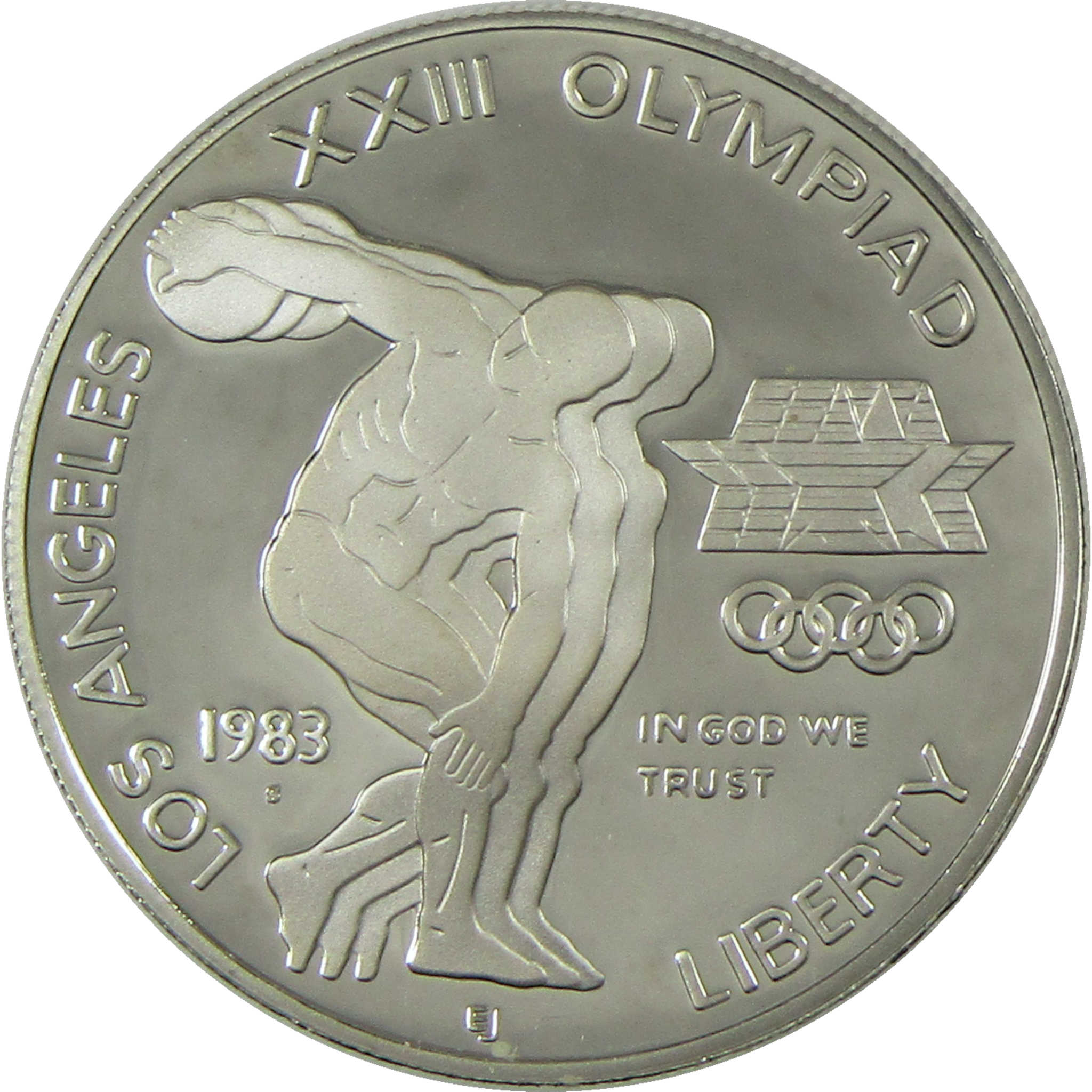 1983 S LA Olympiad Discus Thrower Silver Dollar Proof OGP SKU:CP312