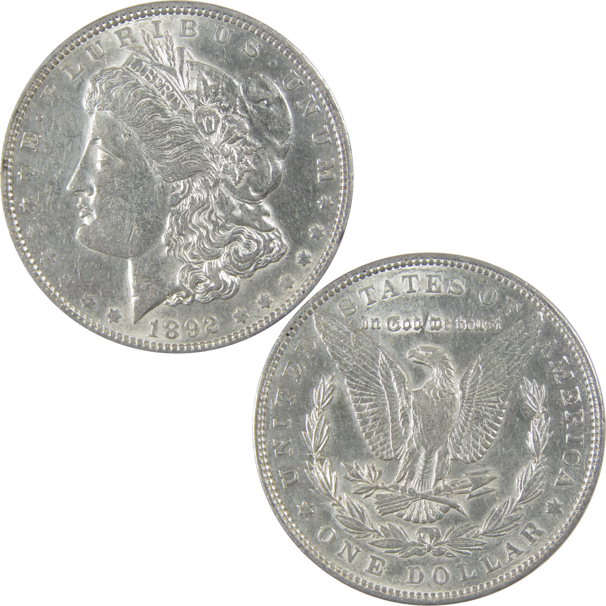 1892 Morgan Dollar AU About Uncirculated Silver $1 Coin SKU:I23414 - Morgan coin - Morgan silver dollar - Morgan silver dollar for sale - Profile Coins &amp; Collectibles