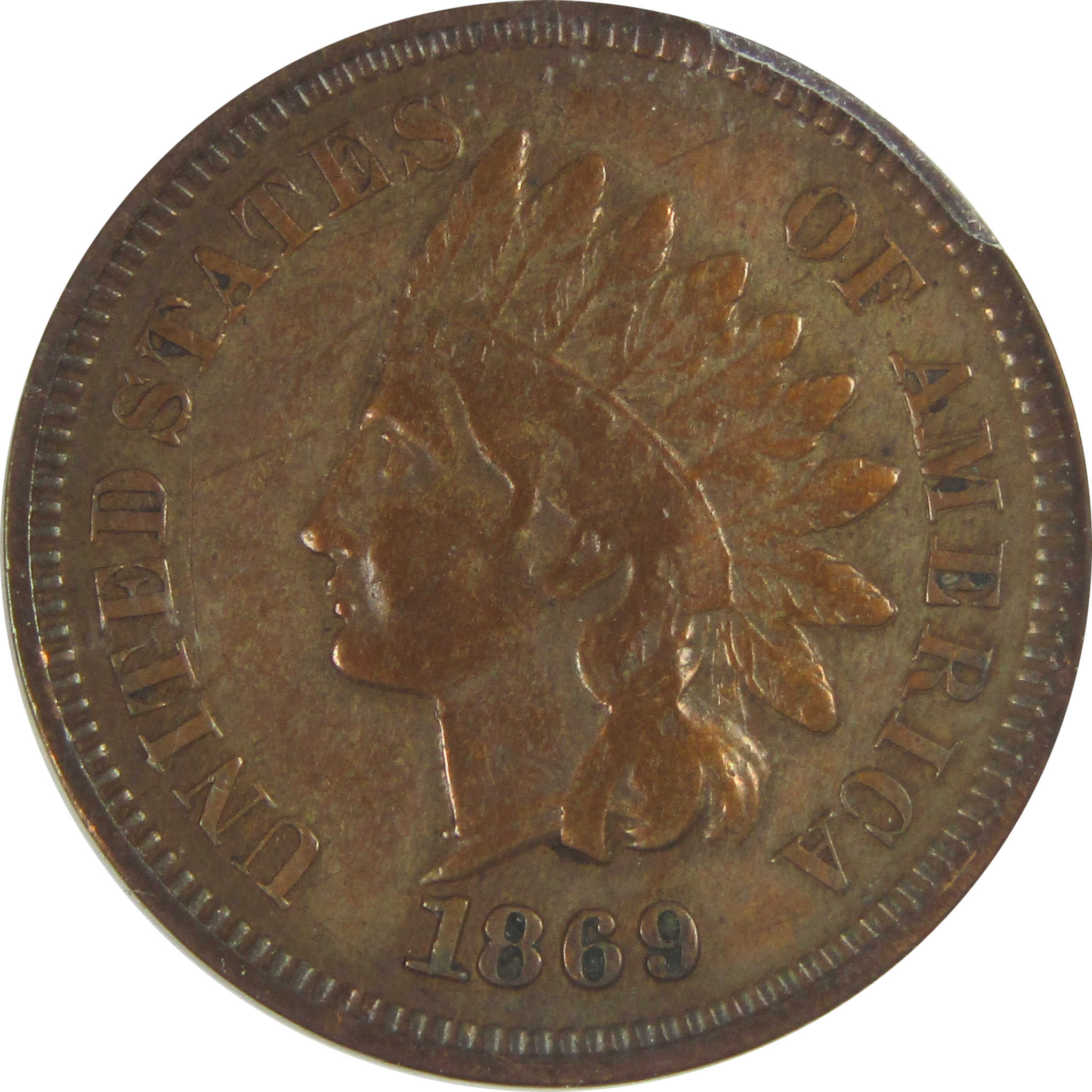 1869 Indian Head Cent F 12 Details ANACS Penny 1c Coin SKU:I16075