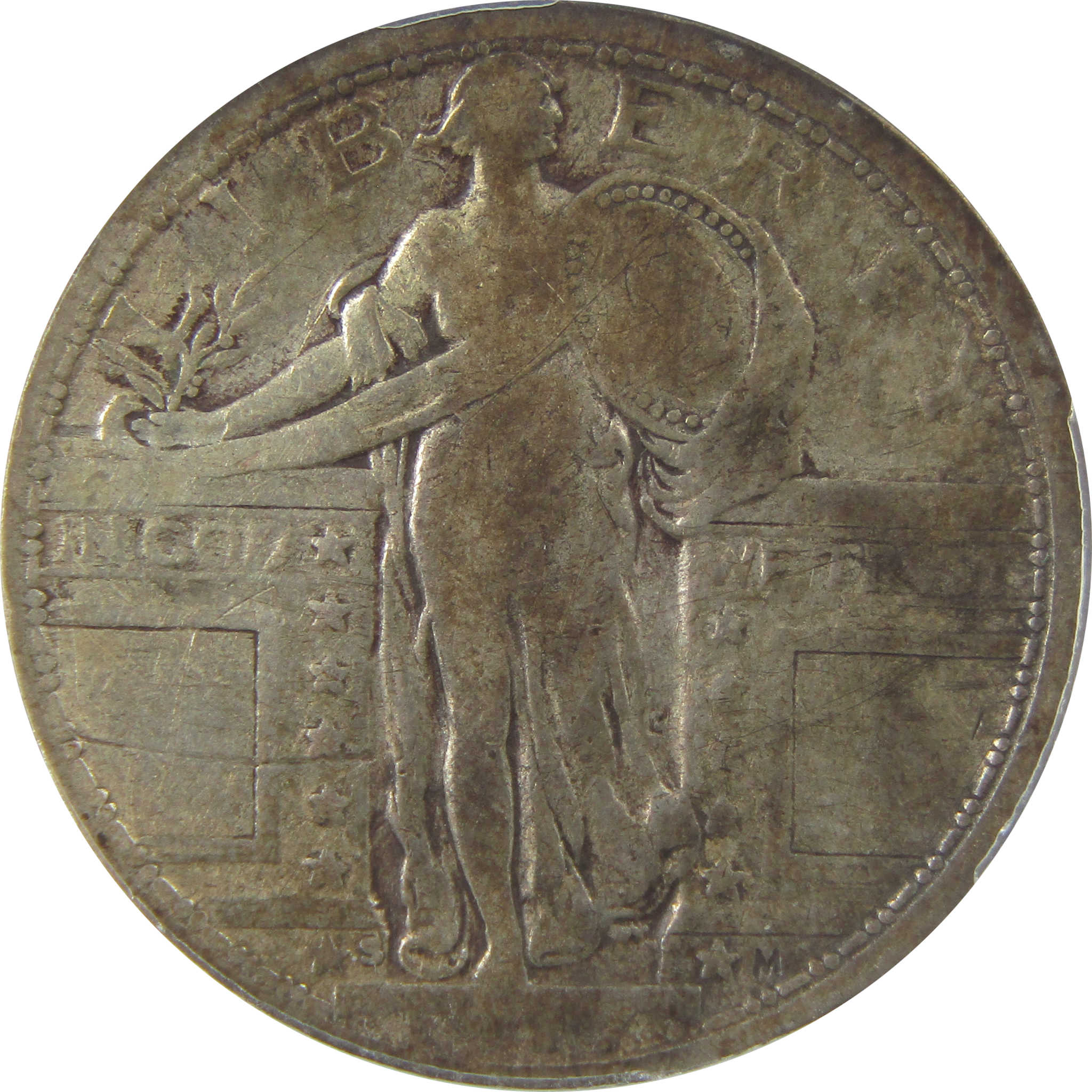 1917 S Type 1 Standing Liberty Quarter VG 8 Details ANACS SKU:I22331