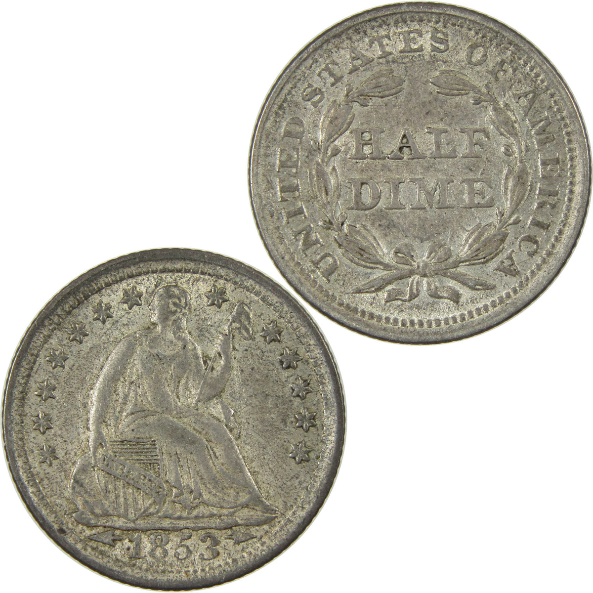 1853 Arrows Seated Liberty Silver Half Dime AU About Uncirculated Coin