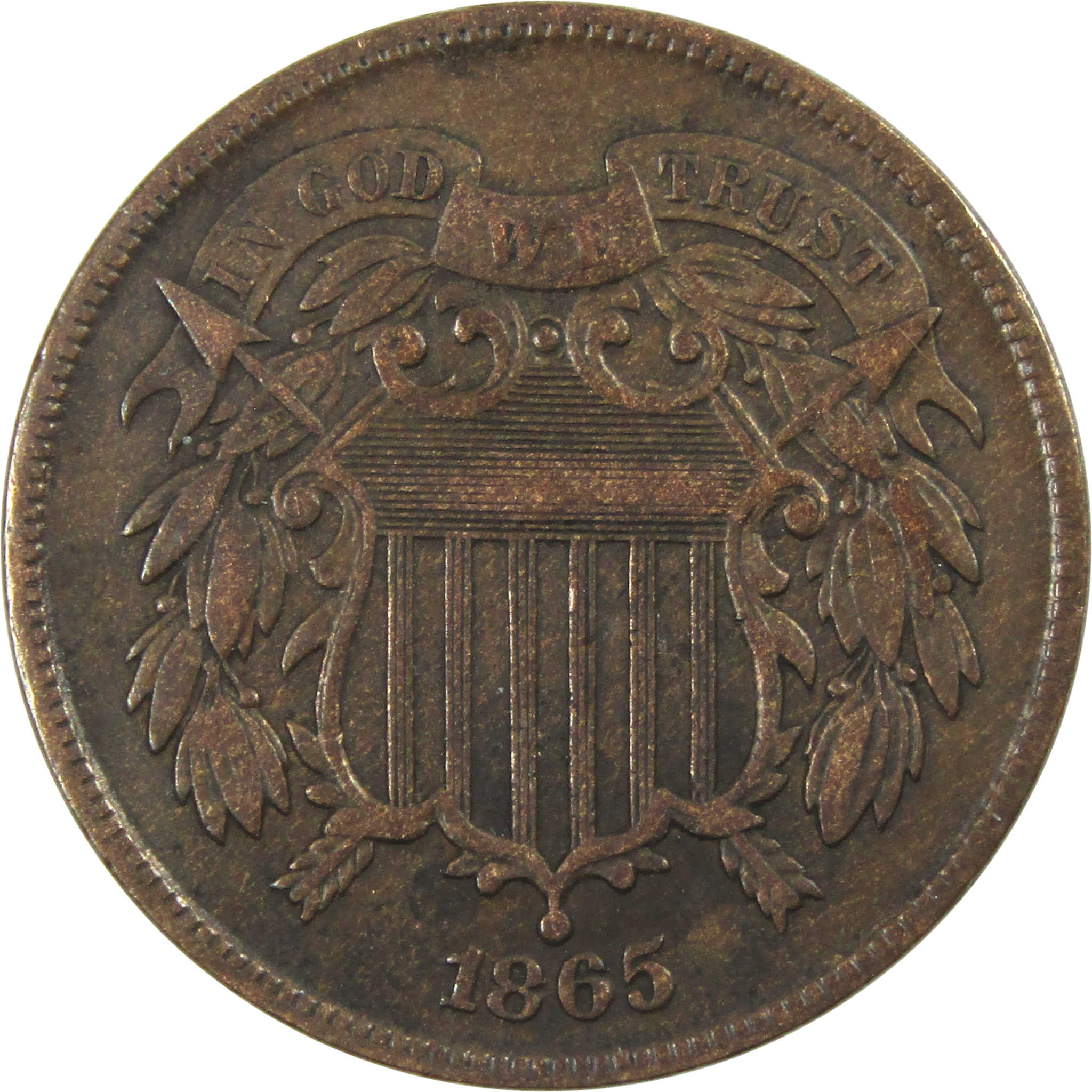 1865 Two Cent Piece VF Very Fine 2c Coin SKU:I13861