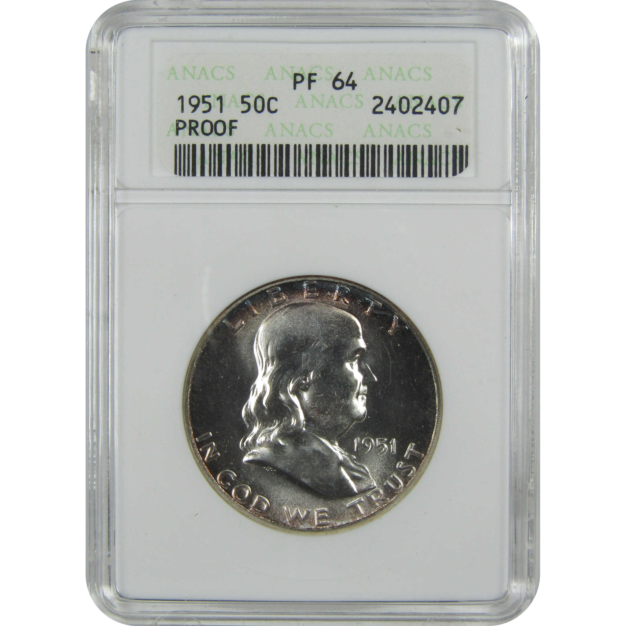 1951 Franklin Half Dollar PF 64 ANACS Silver 50c Proof Coin SKU:I16531